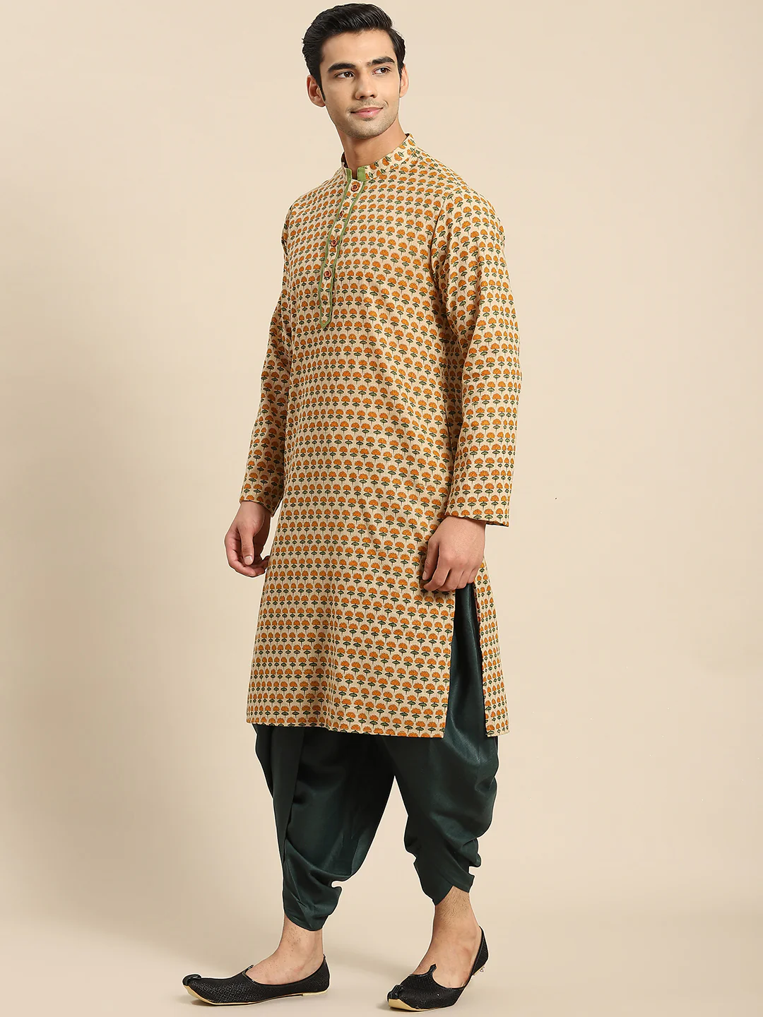 Men Yellow Kurta Set - Image 2