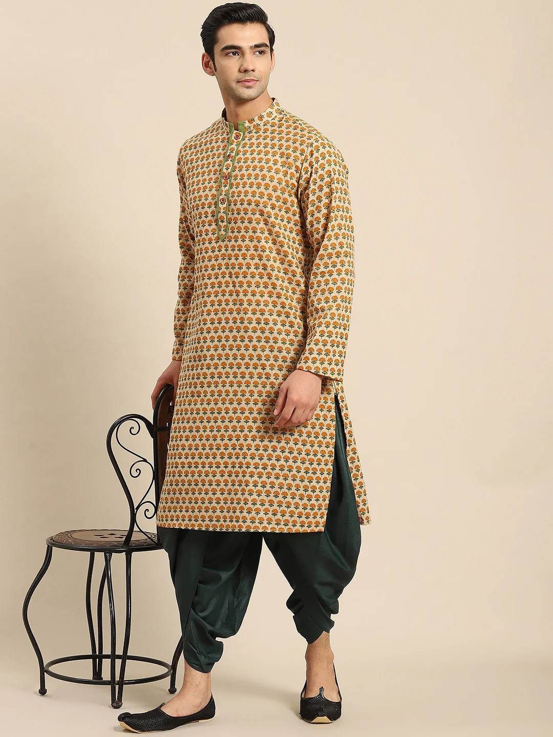 Men Yellow Kurta Set - Image 7