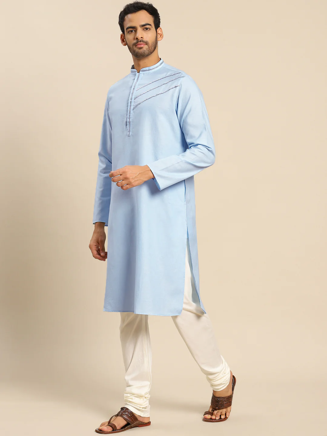 Men blue kurta set - Image 2