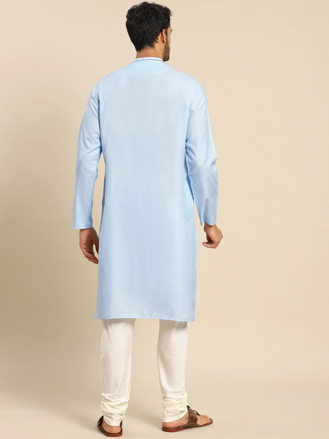Men blue kurta set - Image 3