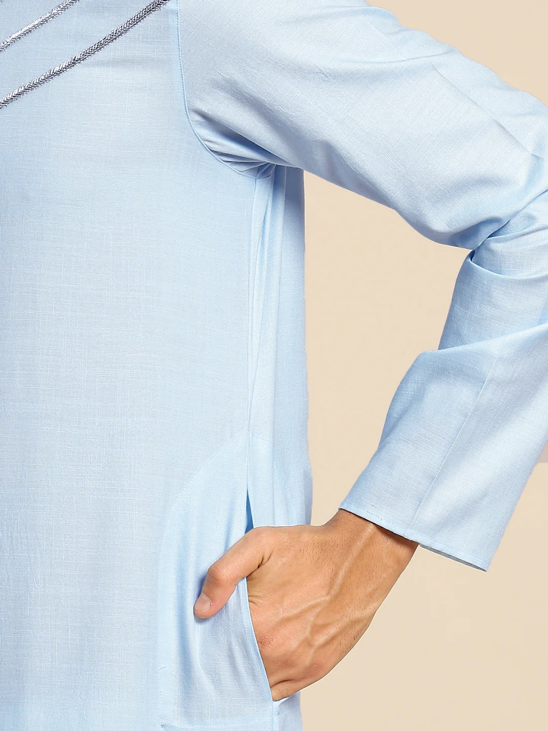 Men blue kurta set - Image 5