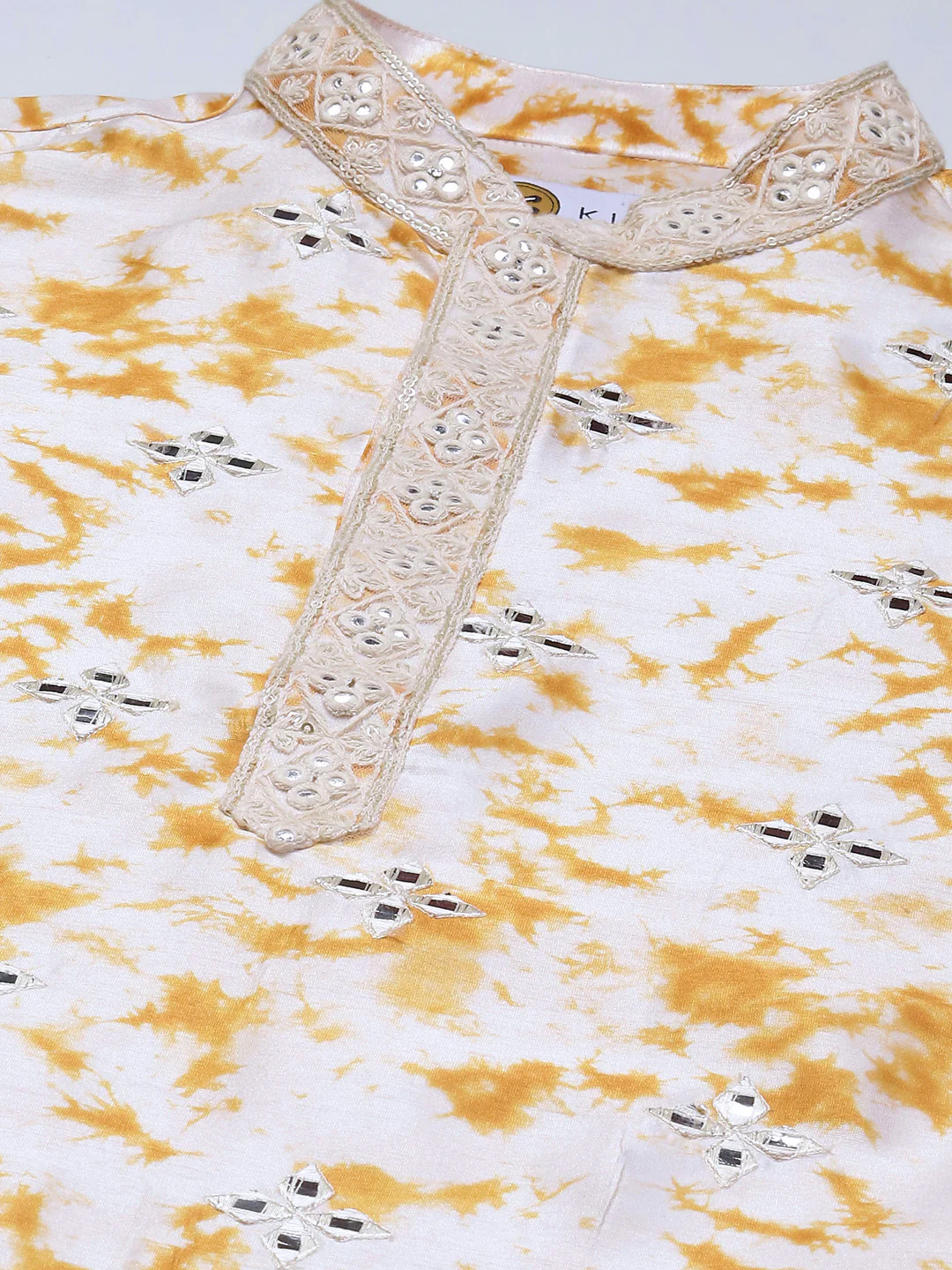 Men white Embroidered kurta Churidar set - Image 7