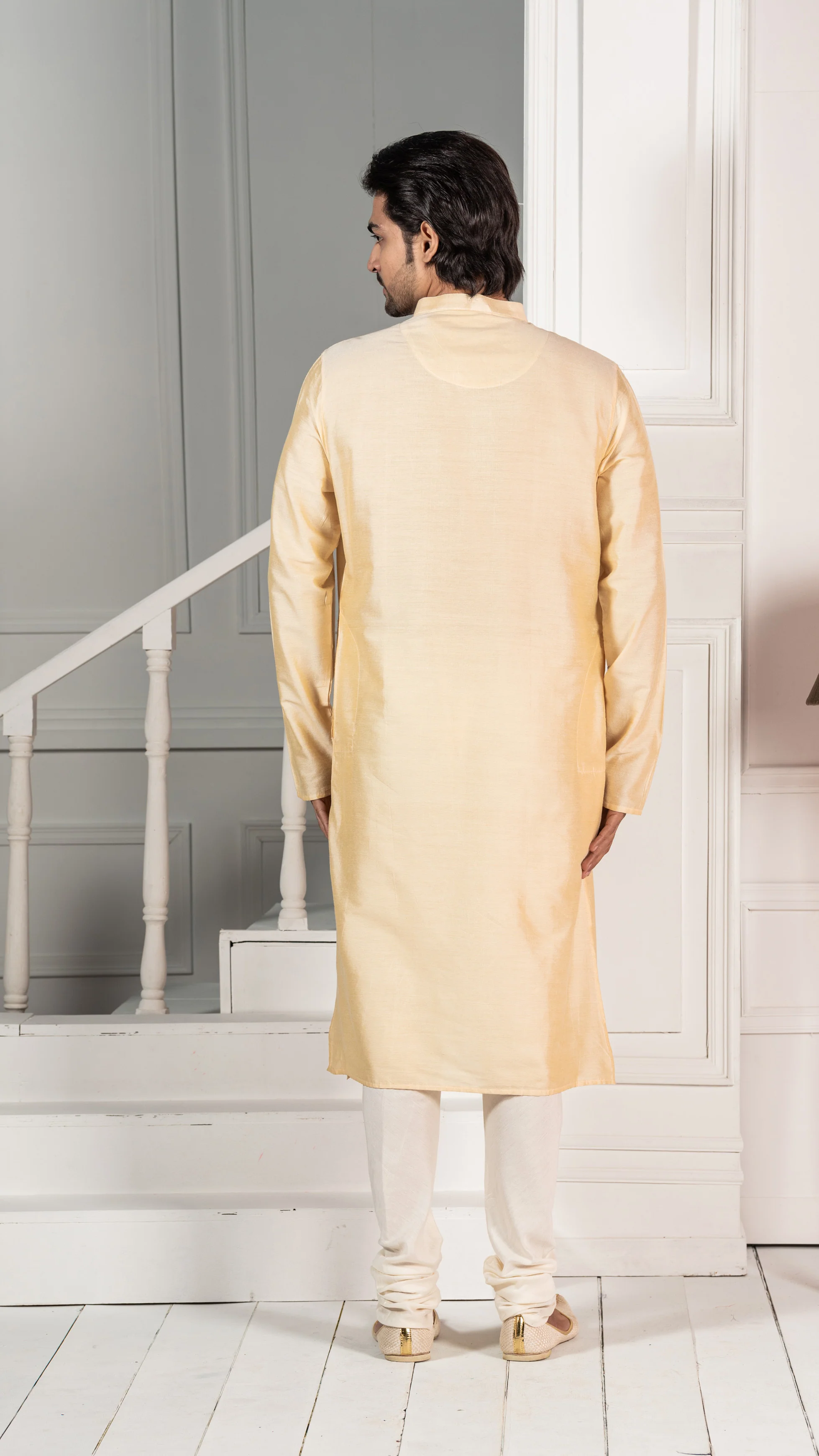 Men Yellow Kurta Set - Image 3