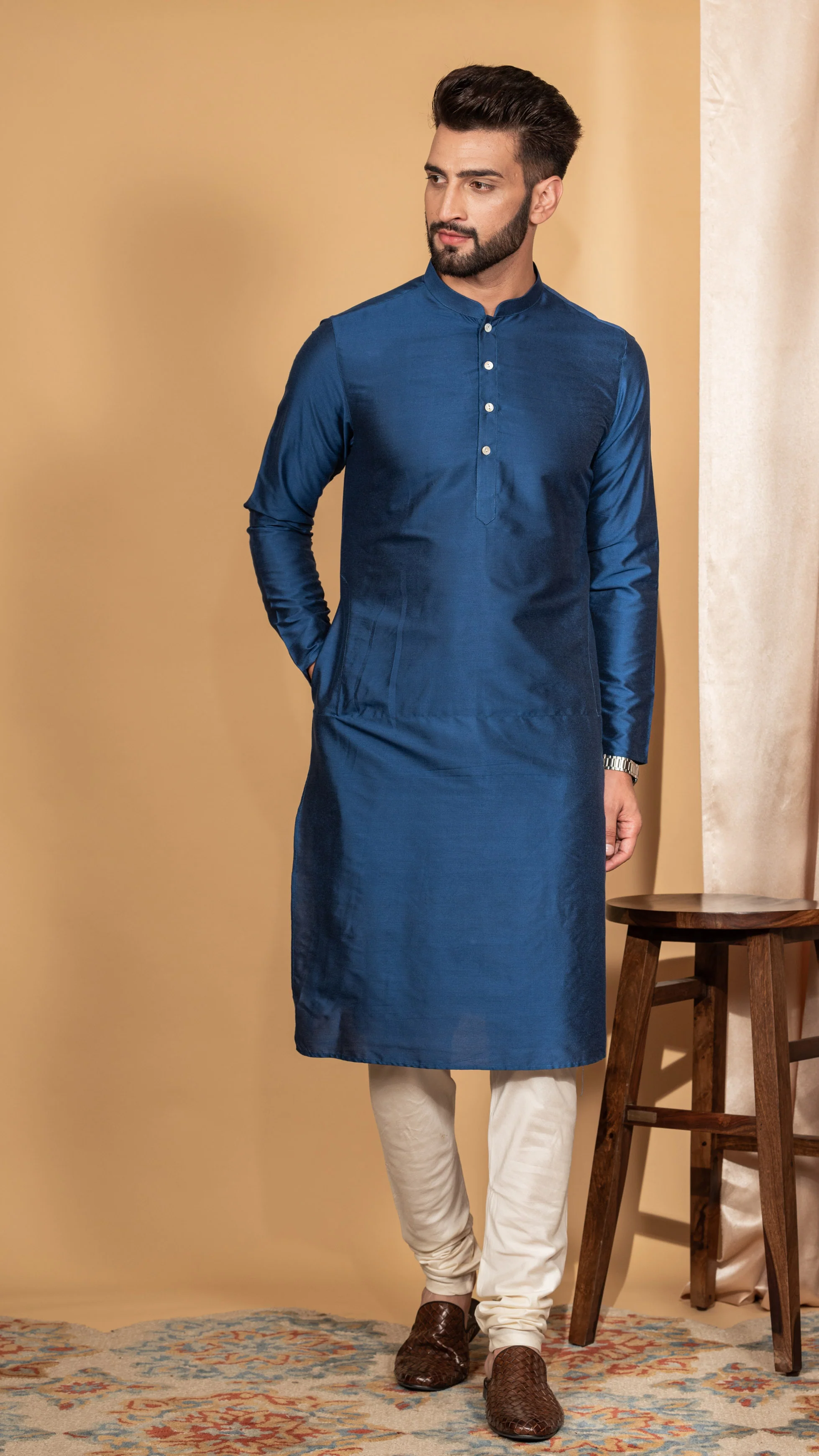 Kisah Men Mustard Kurta Jacket Set - Image 3