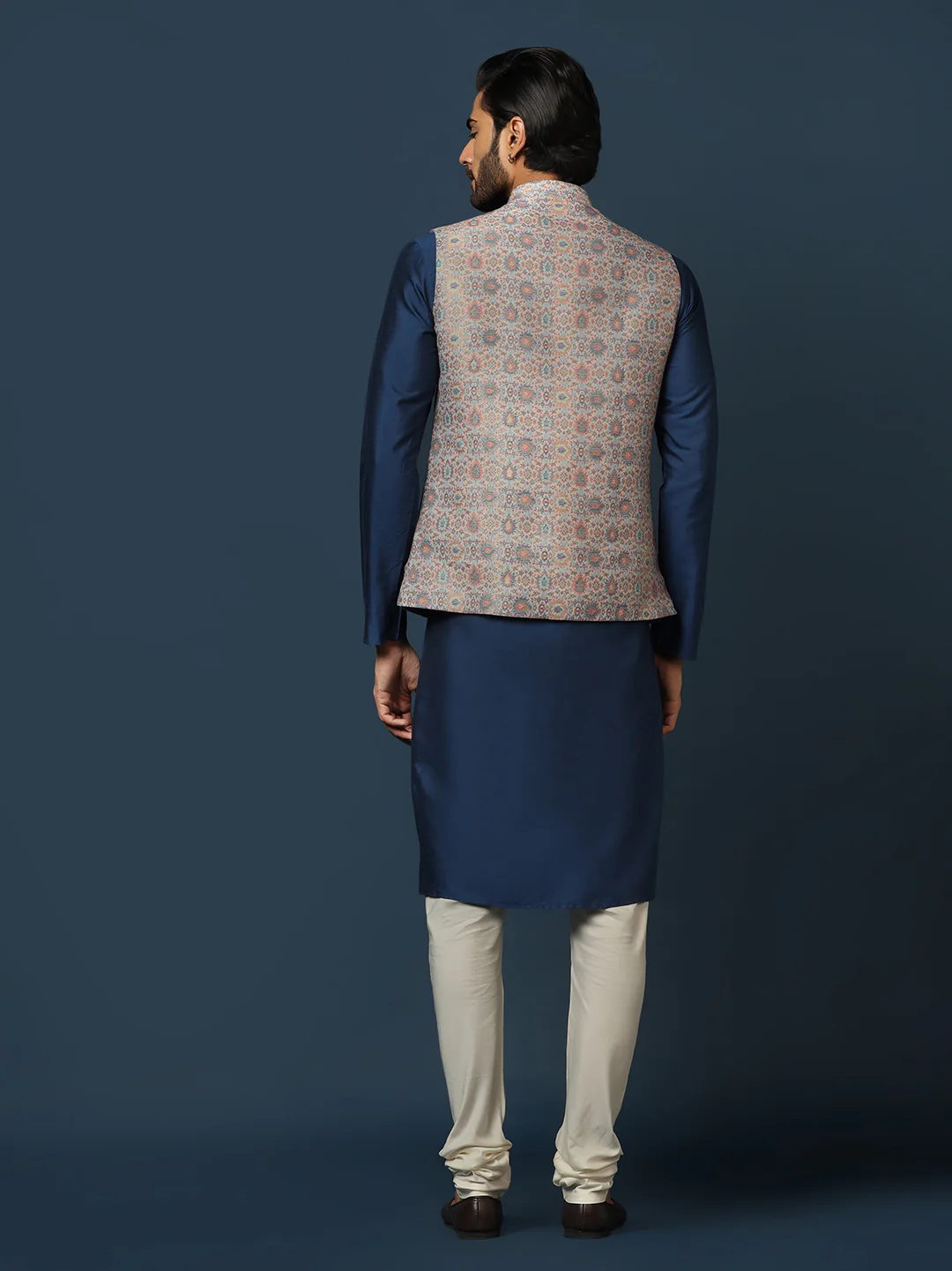 Men's Multicolored Kurta Jacket Churidar Set - Image 4