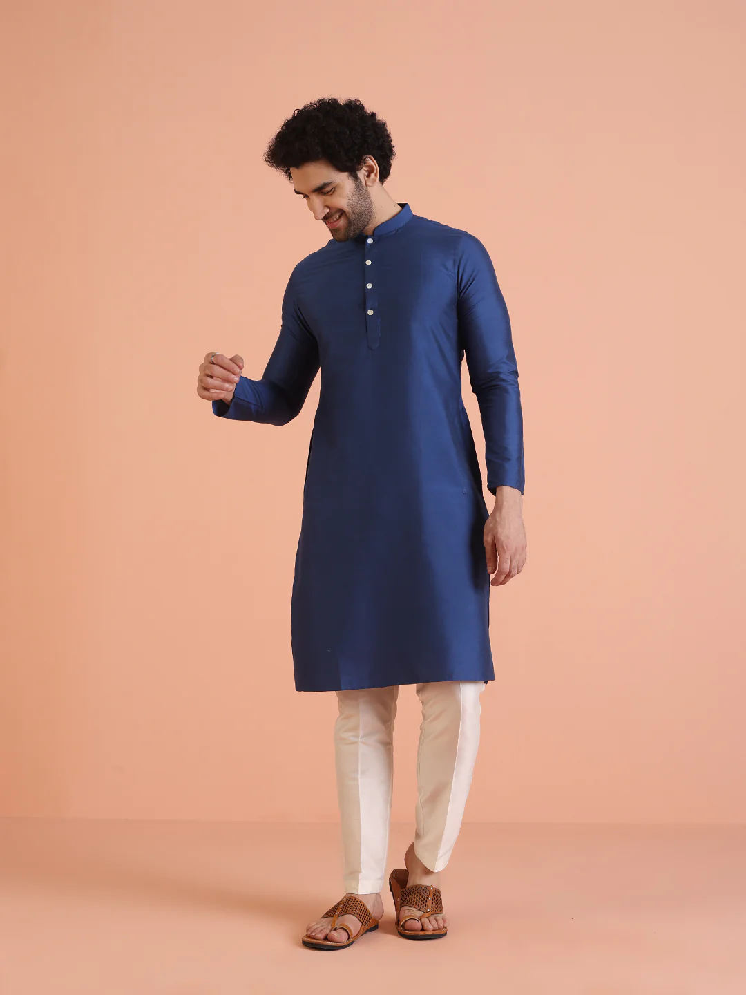 Blue Ombre Sequinned Nehru Jacket Set - Image 7