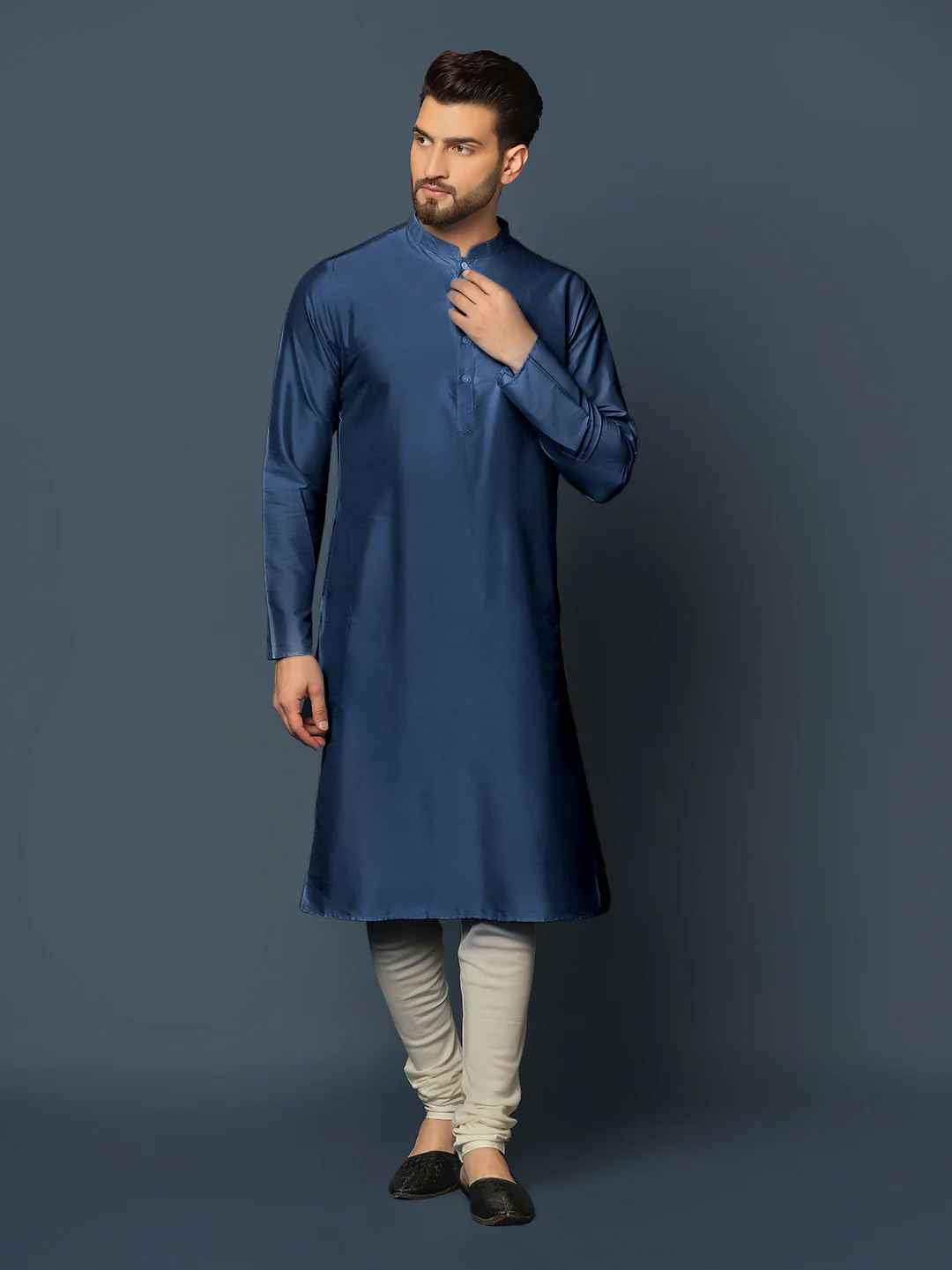 Grey Printed Indo-Western Jacket Set - Image 5