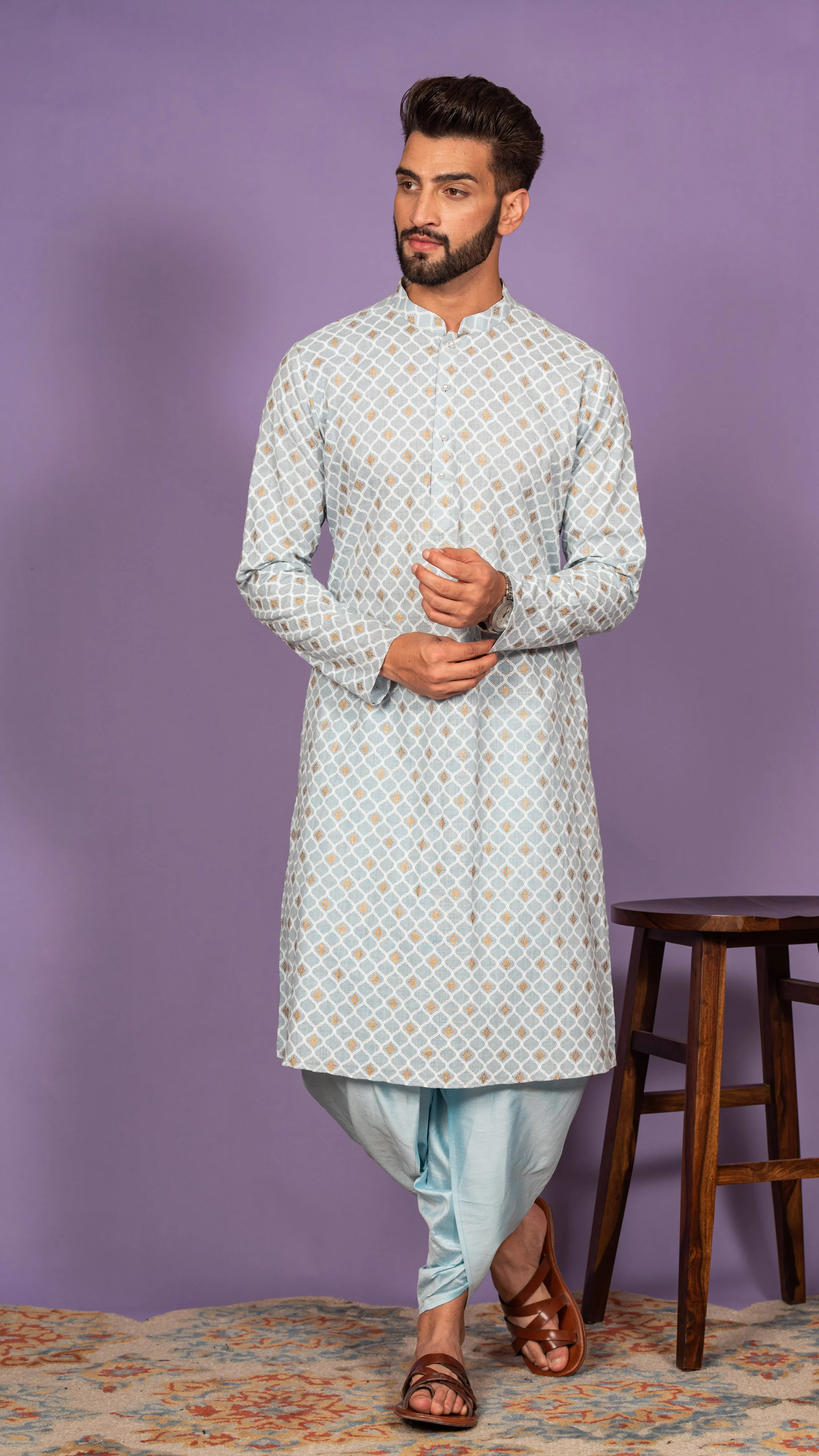Men Blue Kurta - Image 6