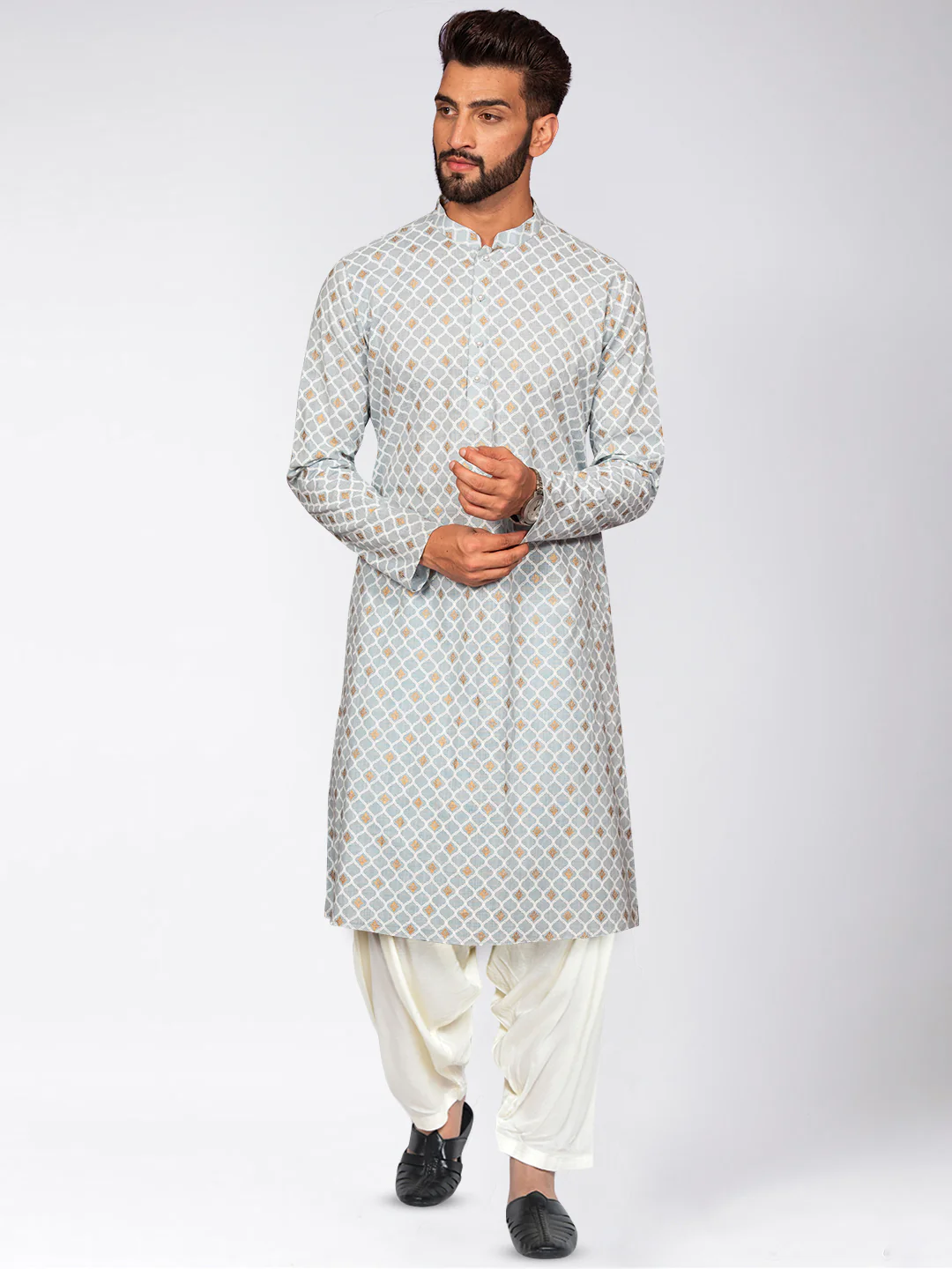 Men's Blue Kurta Patiala Set