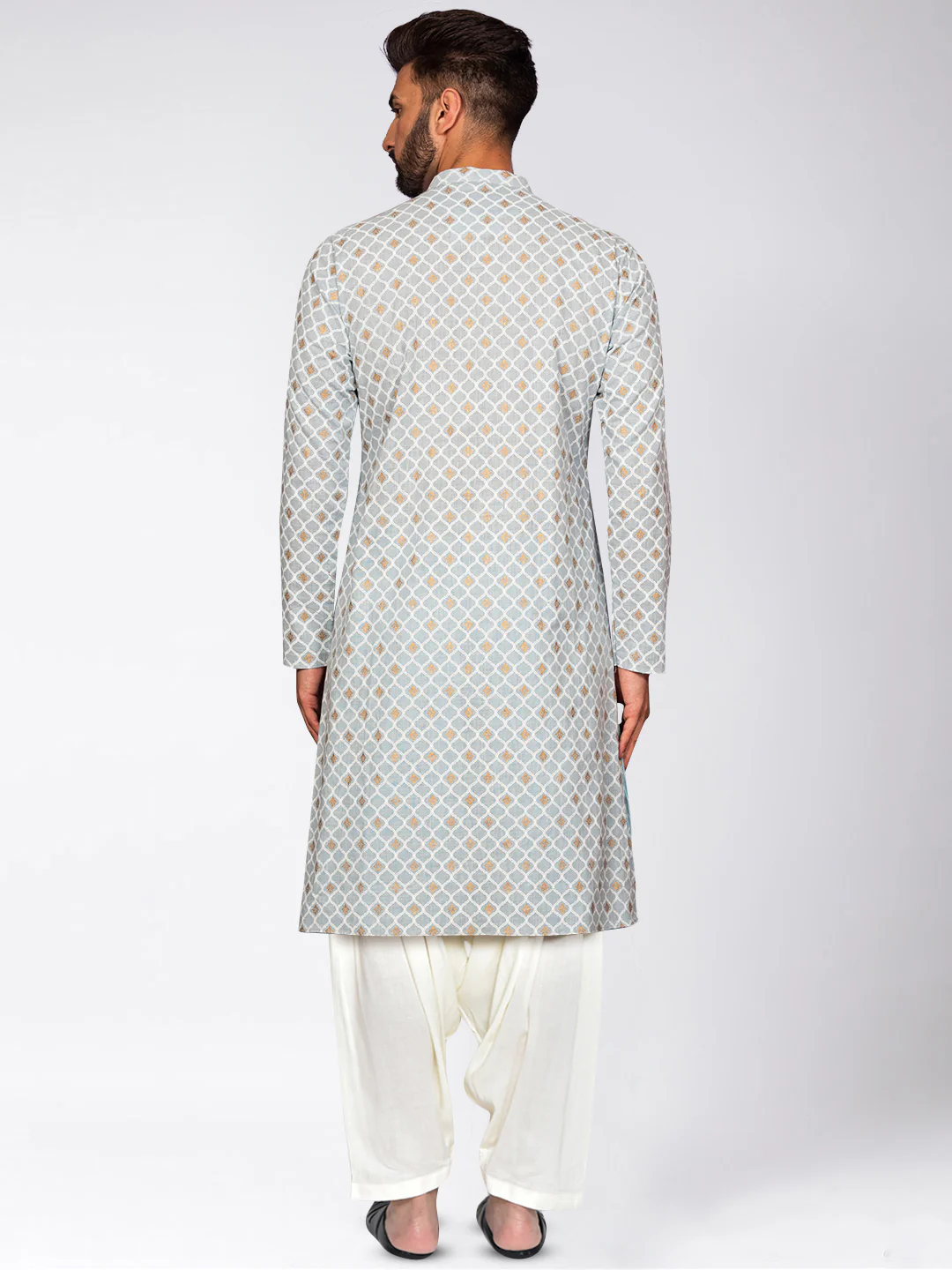 Men's Blue Kurta Patiala Set - Image 4