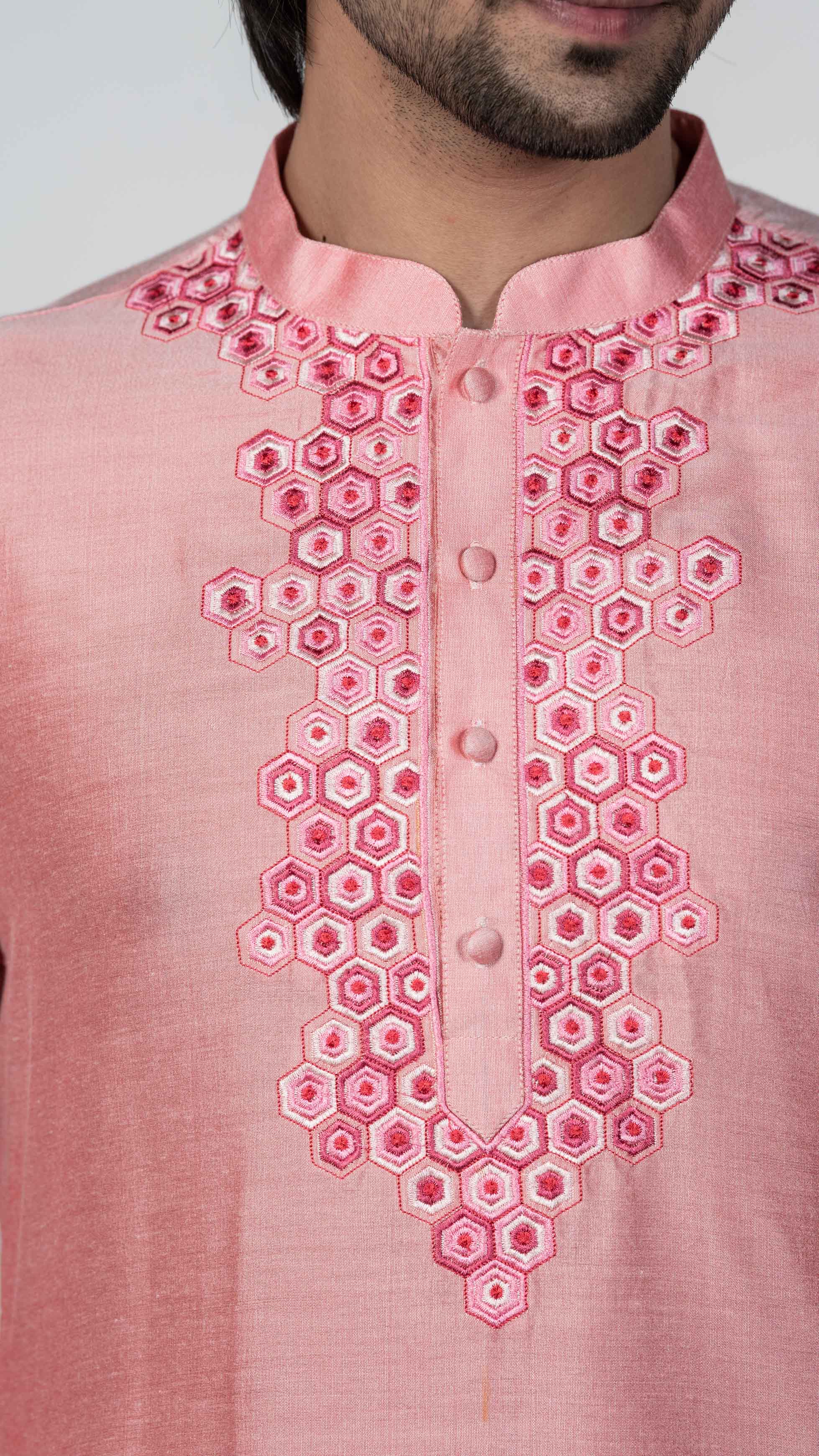 Kisah Men Pink Kurta (Set of 1) - Image 6
