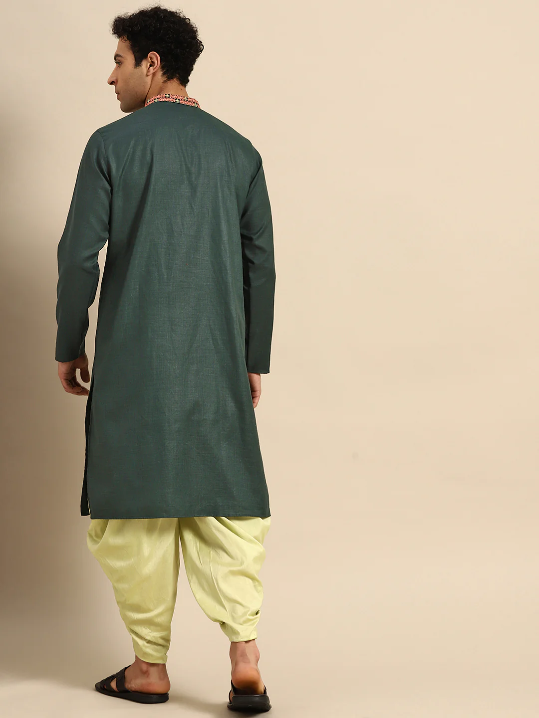 Men Green Kurta Set - Image 3