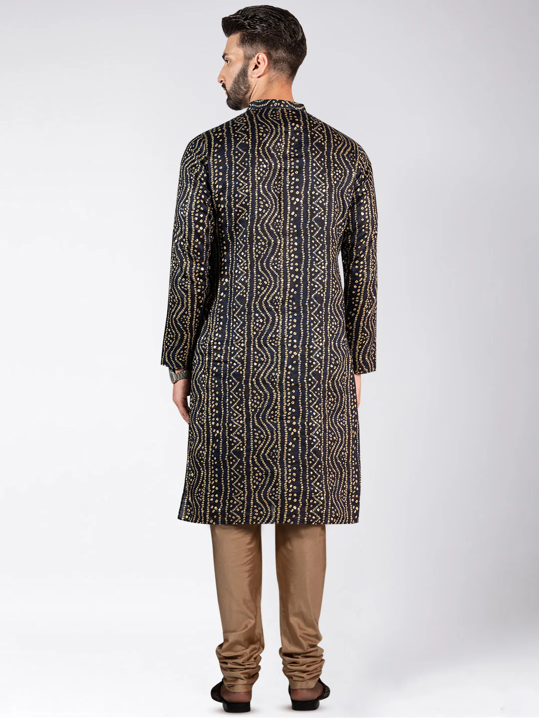 Men's Navy Blue Kurta Churidar Set - Image 4