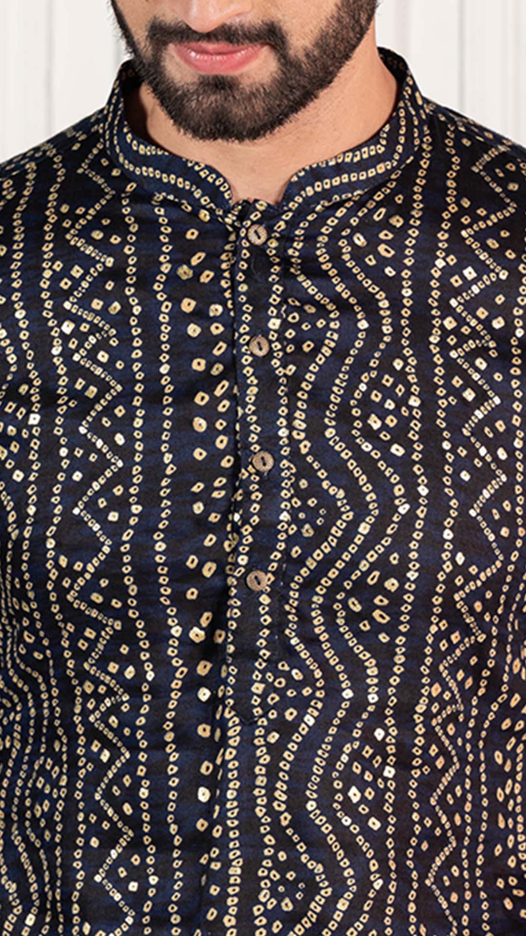 Men Navy Blue Kurta Set - Image 7