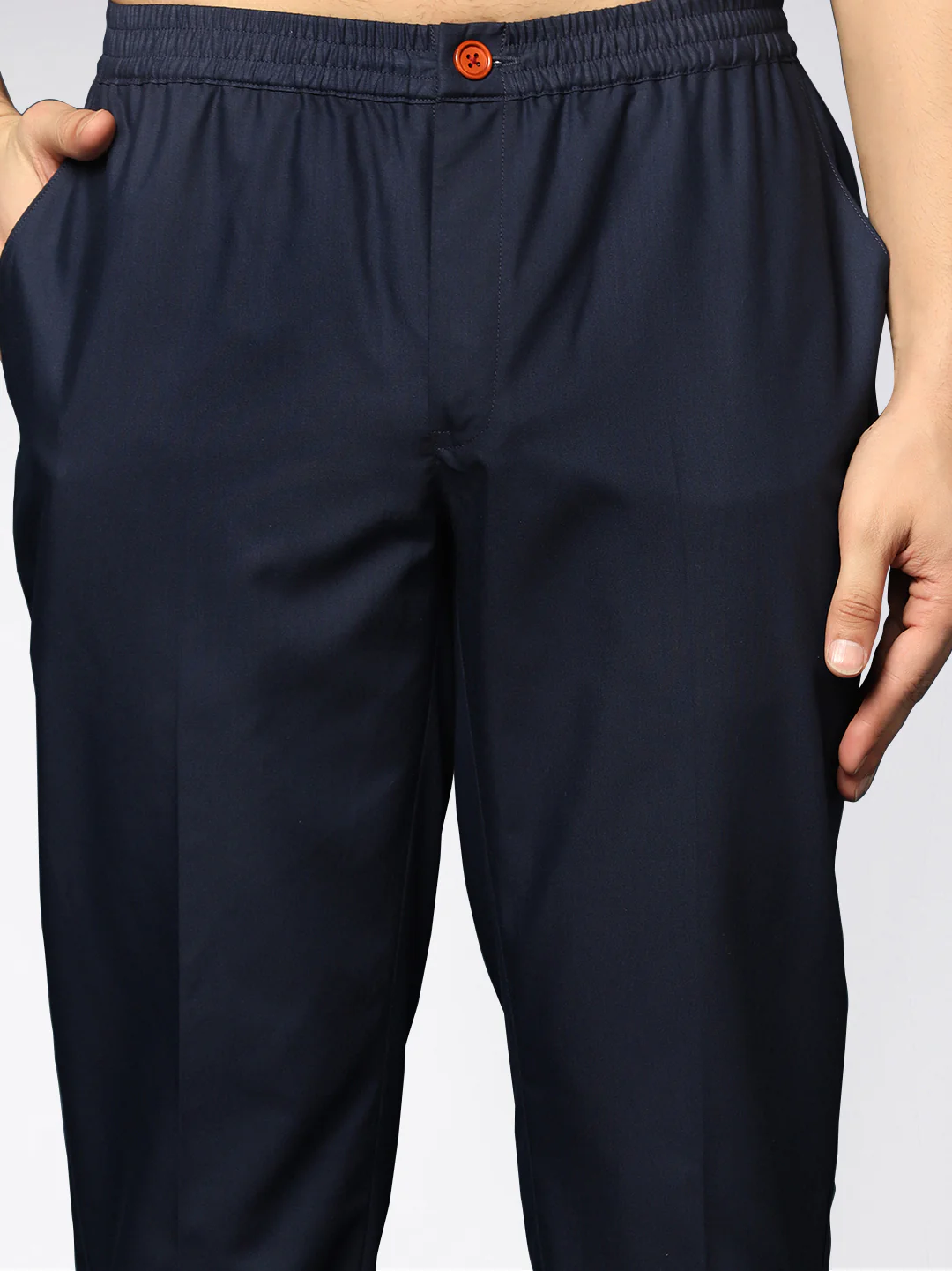 Men's Navy Blue Kurta Trousers Set - Image 6