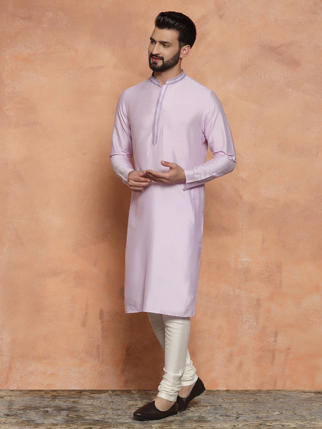 Men Lavender Kurta Set - Image 4