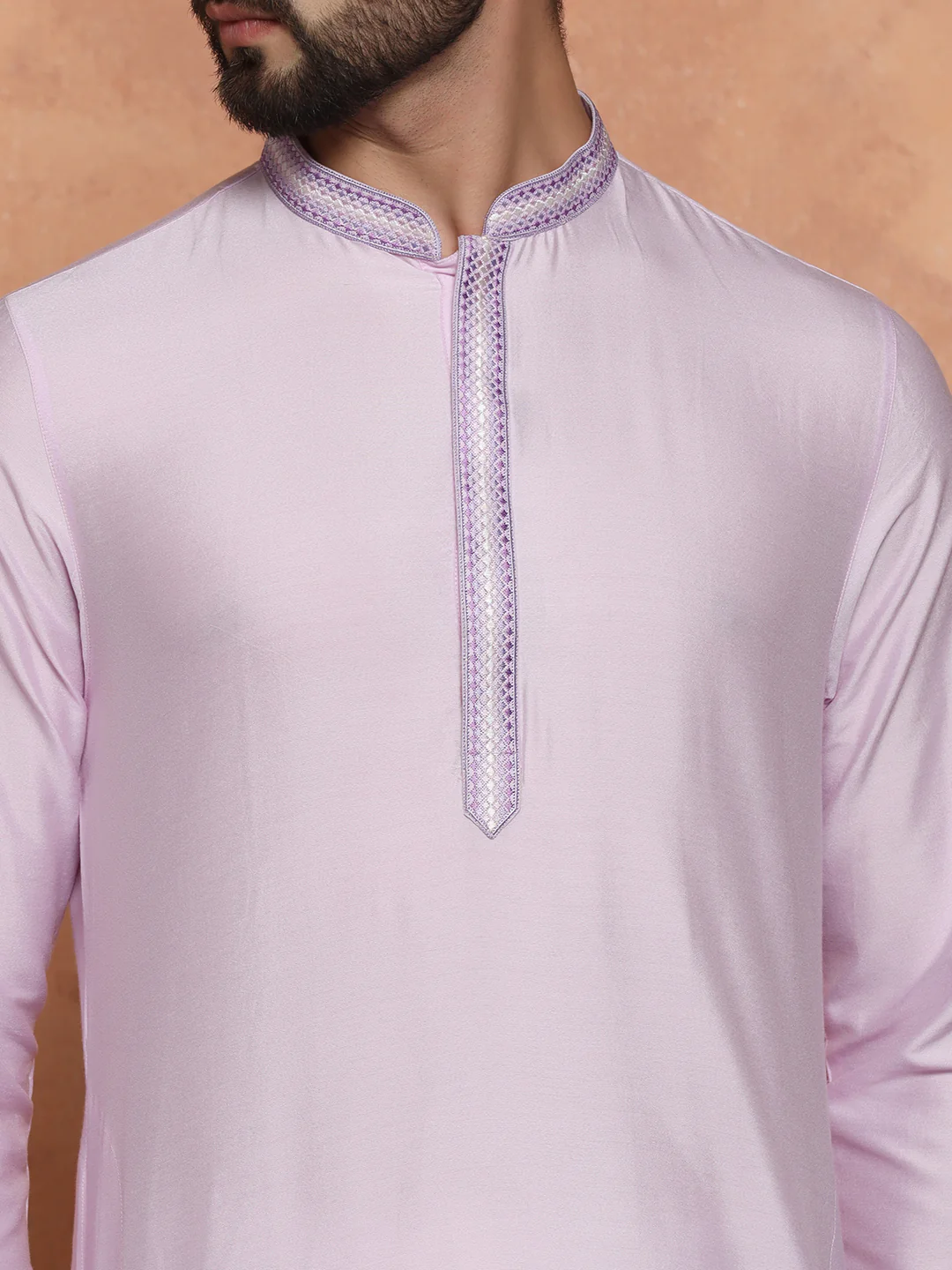 Men Lavender Kurta Set - Image 6