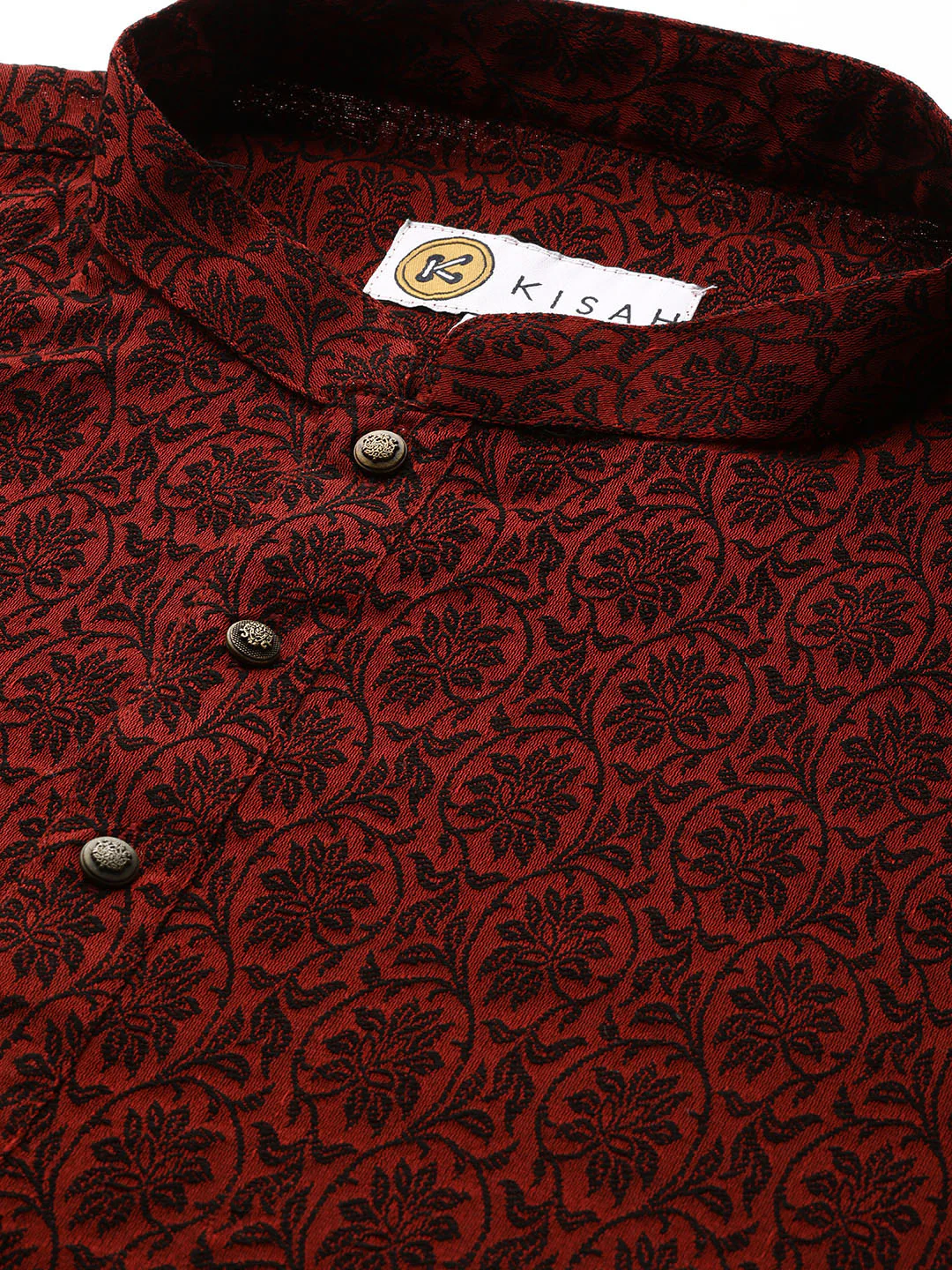 Men's Maroon Kurta Trousers Set - Image 4