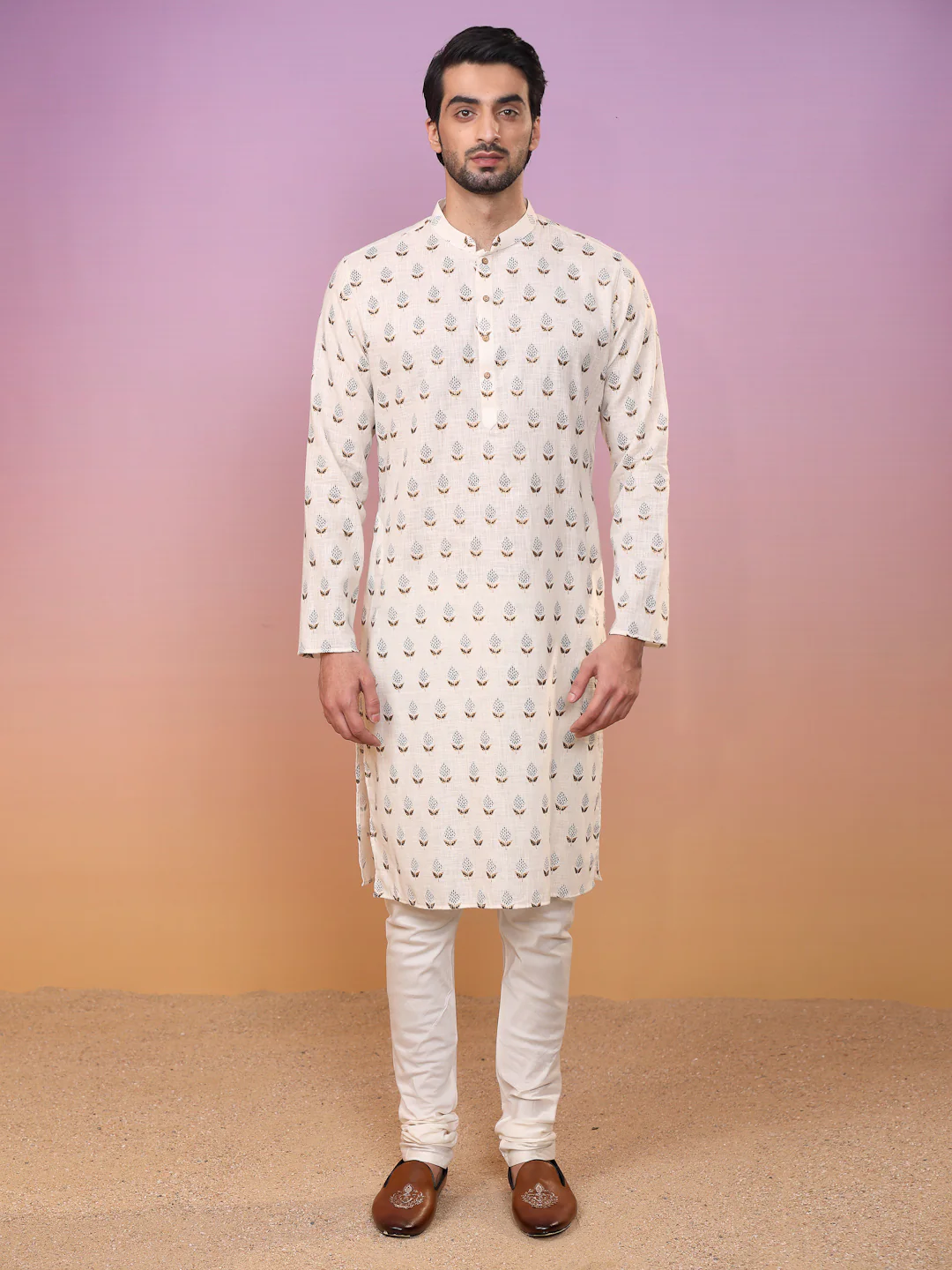 Kisah Men Cream Kurta Set - Image 2