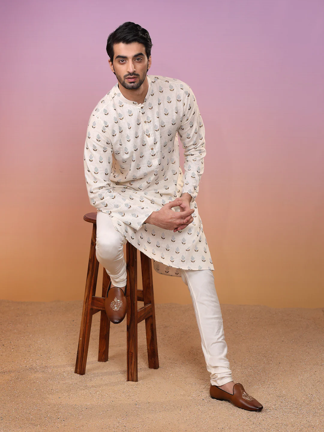 Kisah Men Cream Kurta Set - Image 8