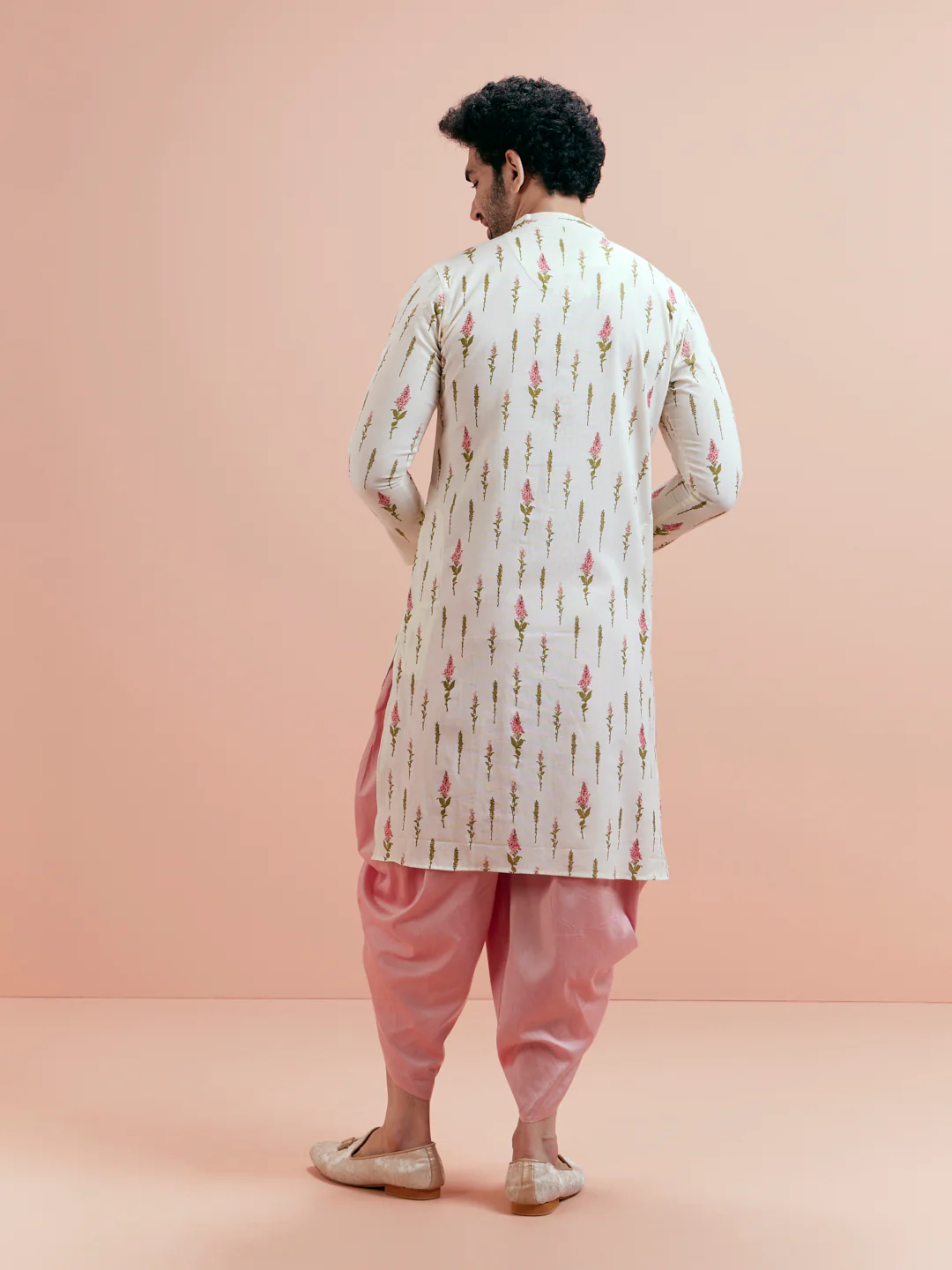 Cream Cotton Floral Printed Kurta - Image 5