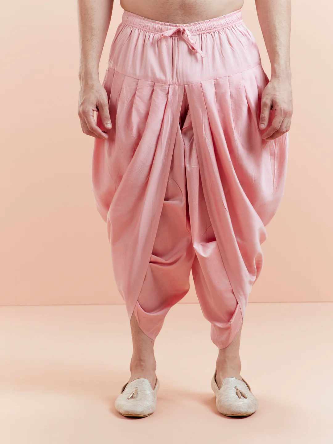 White Cotton Floral Printed Kurta Pink Dhoti Set - Image 7