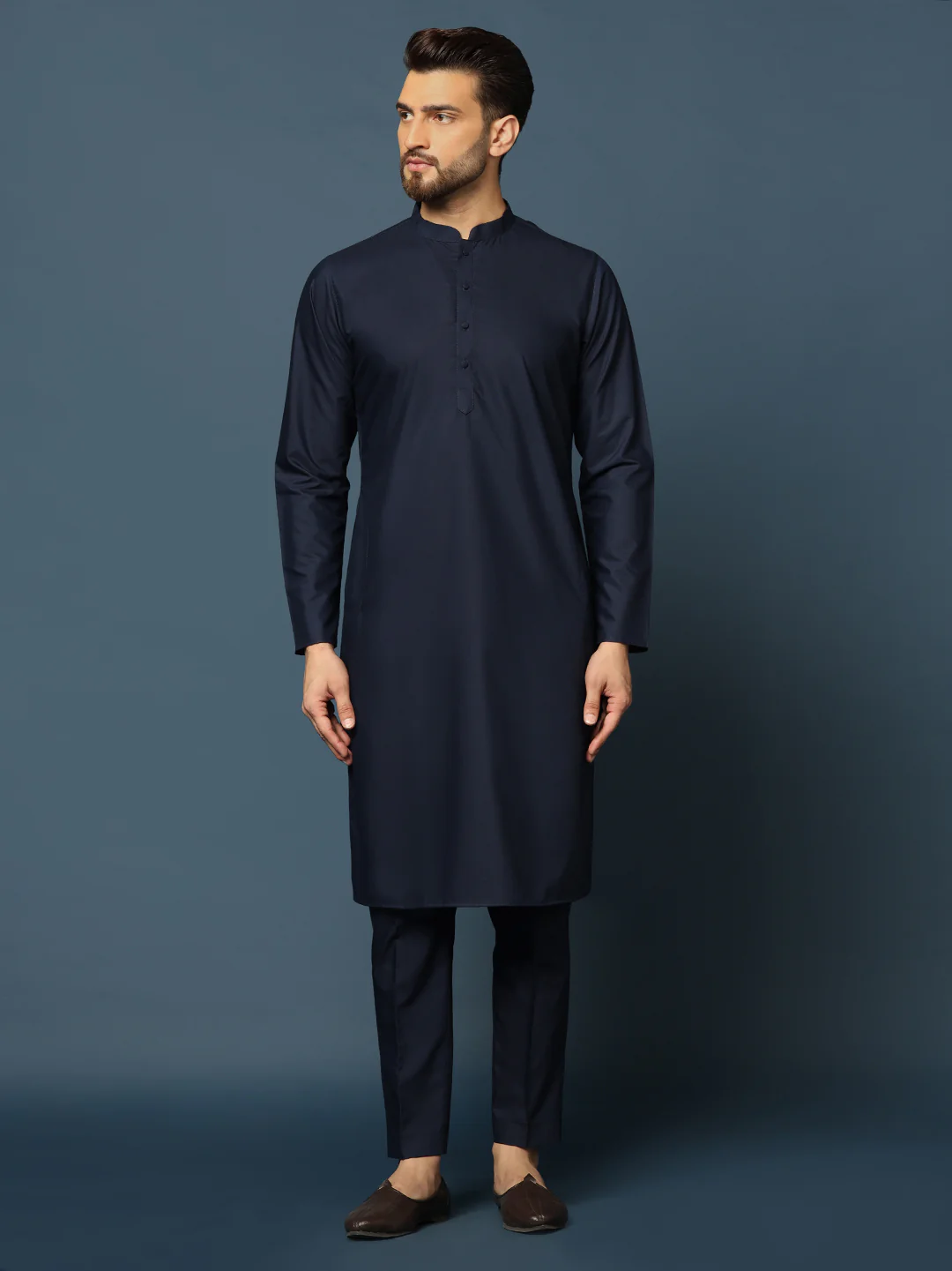 Wine Silk Blend Woven Sherwani Kurta Trouser Set - Image 5