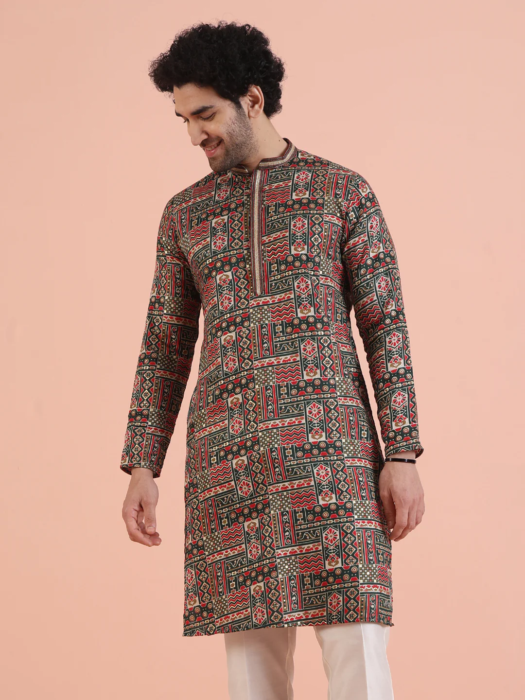 Multicolor Printed Silk Blend Kurta