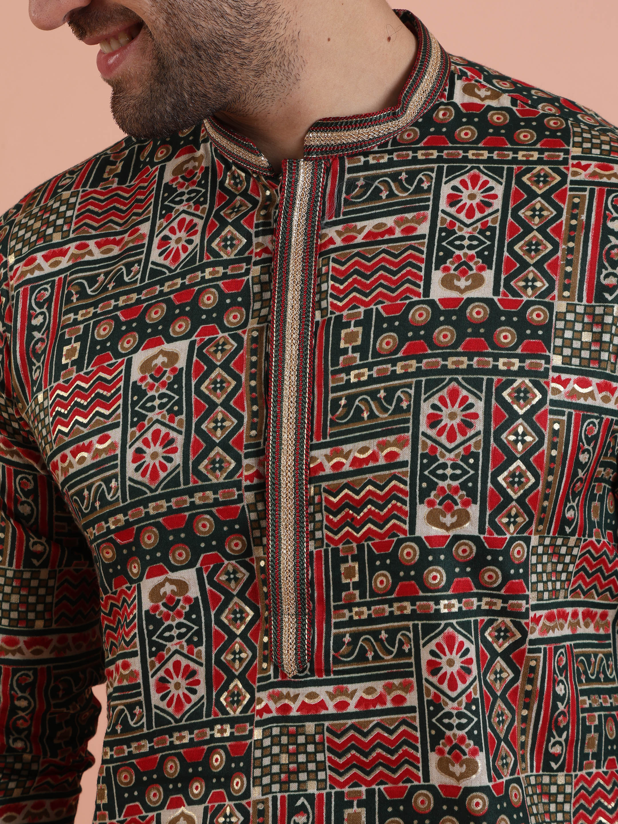 Multicolor Printed Silk Blend Kurta - Image 5