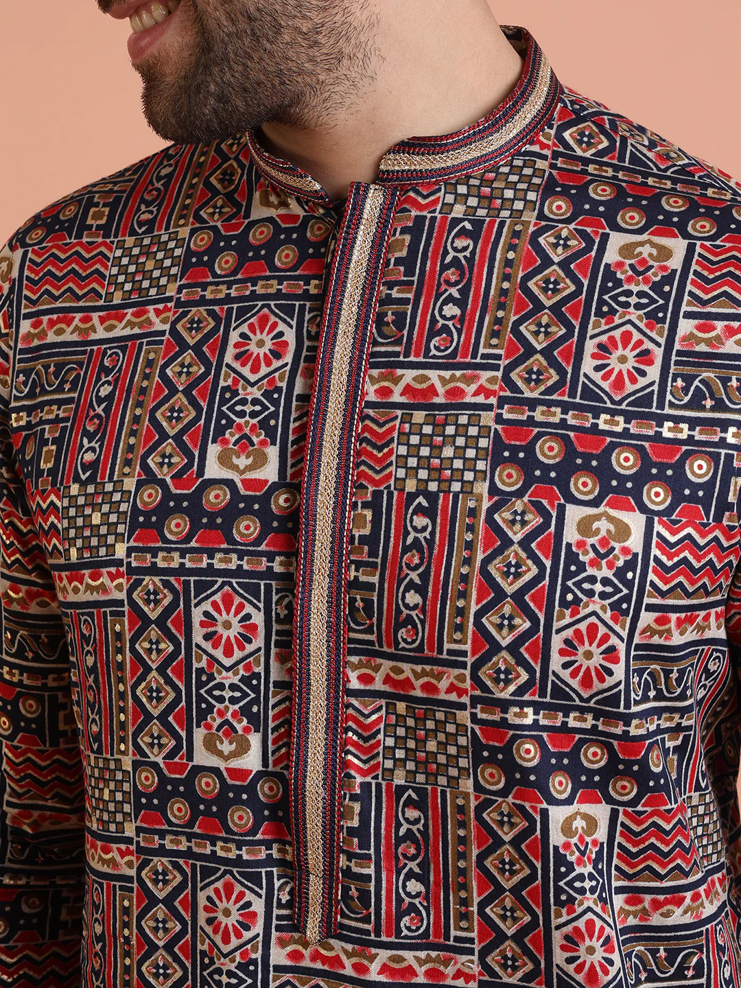 Multicolour Printed Silk Blend Kurta - Image 5