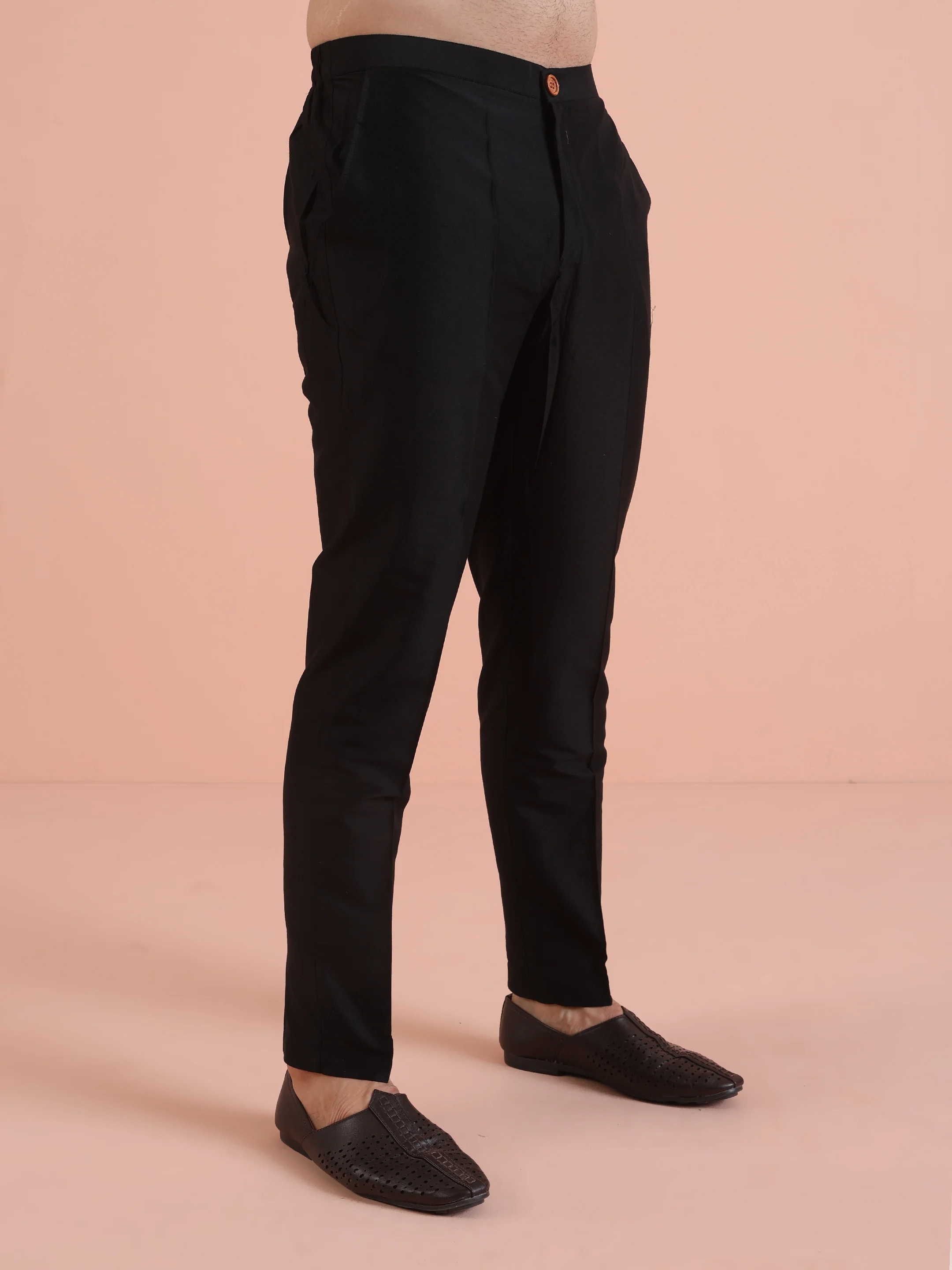Men Teal Jacquard Patch Work Kurta Trouser Set - Image 6