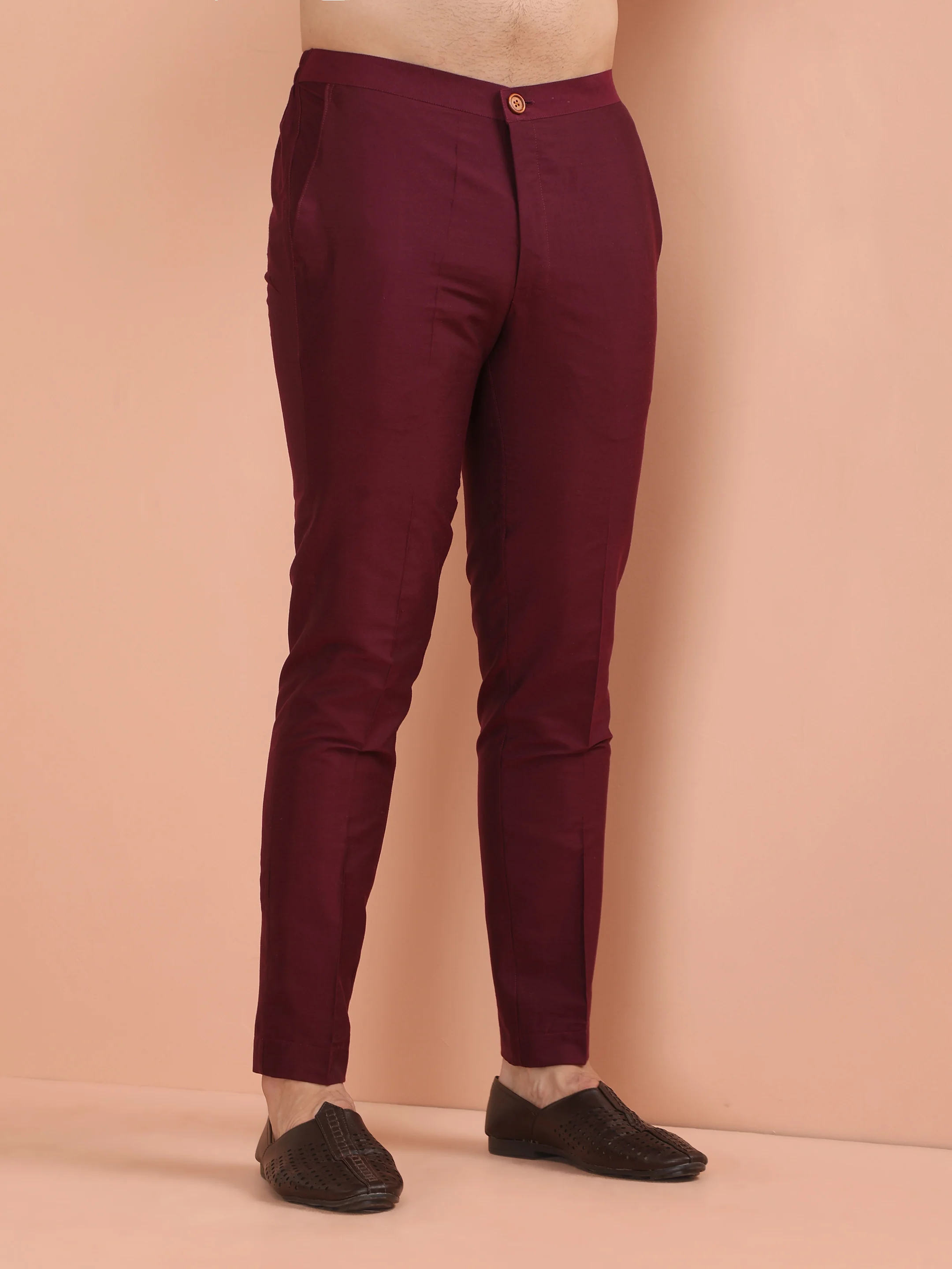 Wine Embroidered Floral Jacket Kurta Trouser Set - Image 7