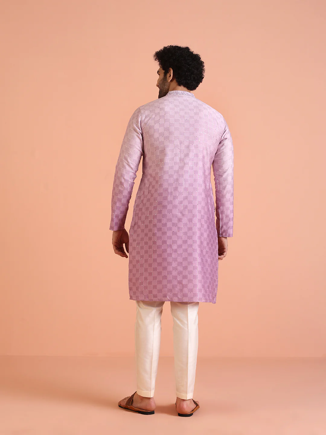Men Ombre Embellished Mirror Work Kurta - Image 4