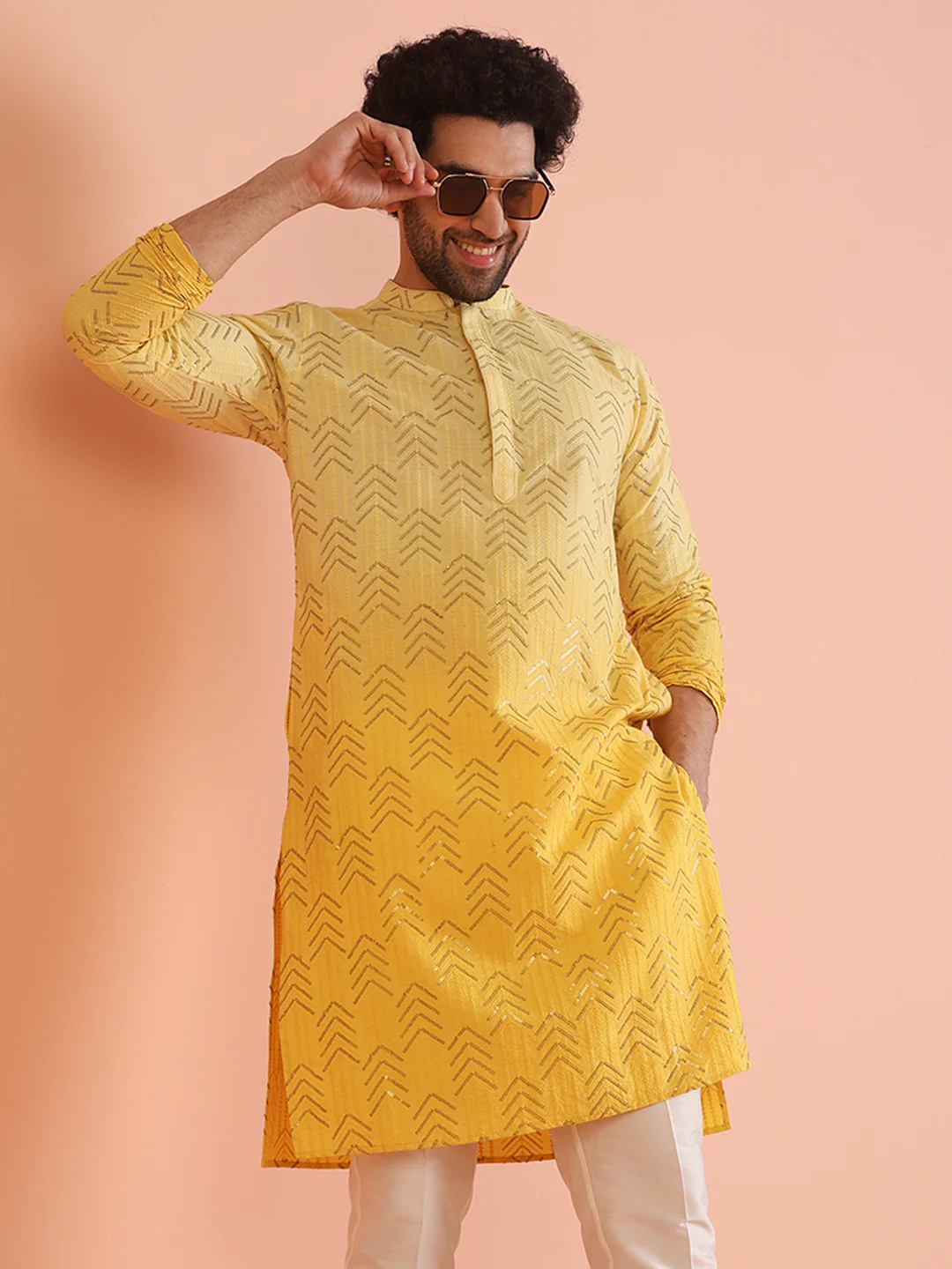 Men Ombre Embellished Sequinned Kurta