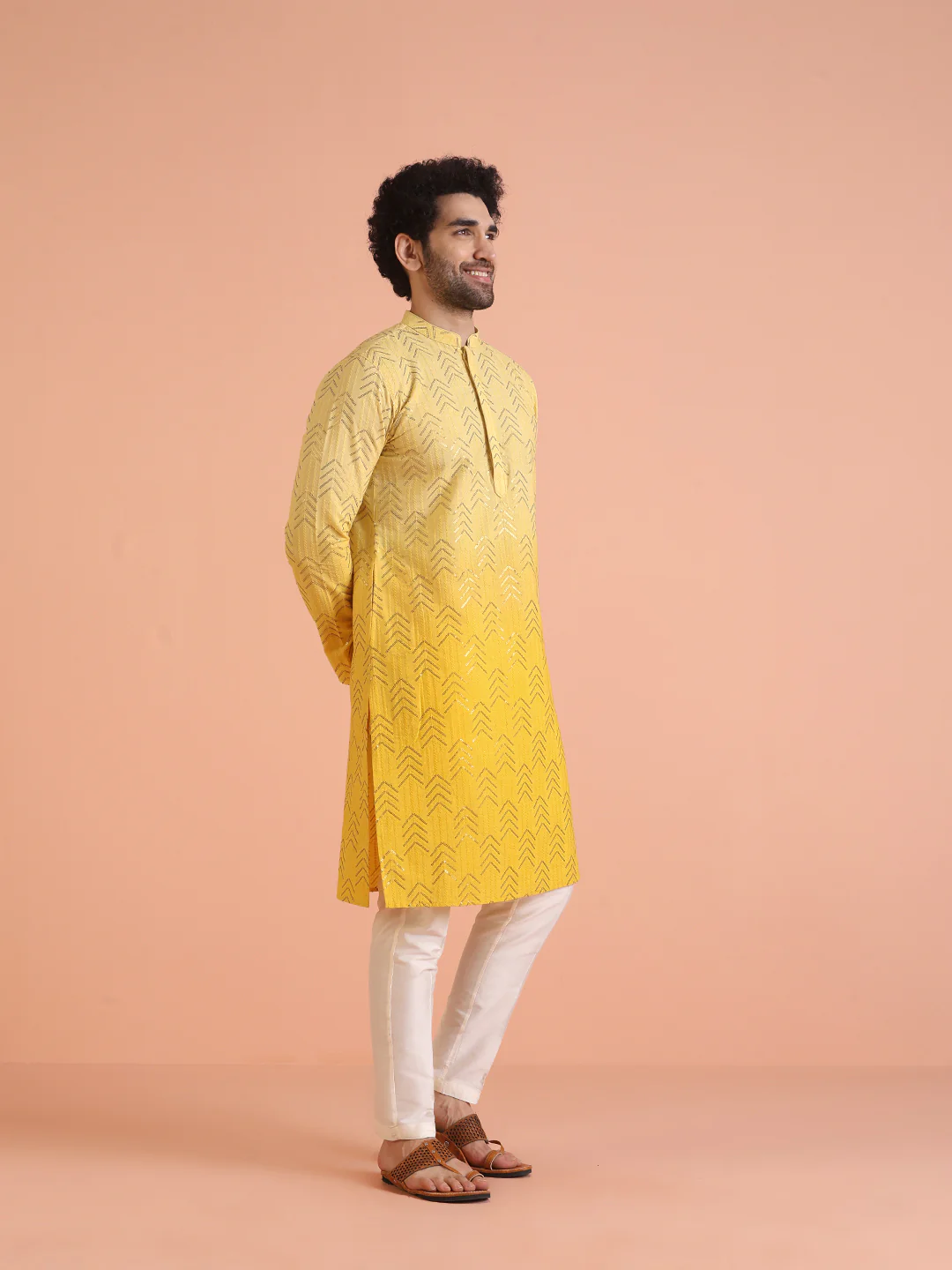 Men Ombre Embellished Sequinned Kurta - Image 2