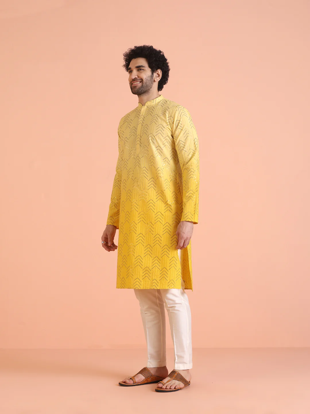 Men Ombre Embellished Sequinned Kurta - Image 3
