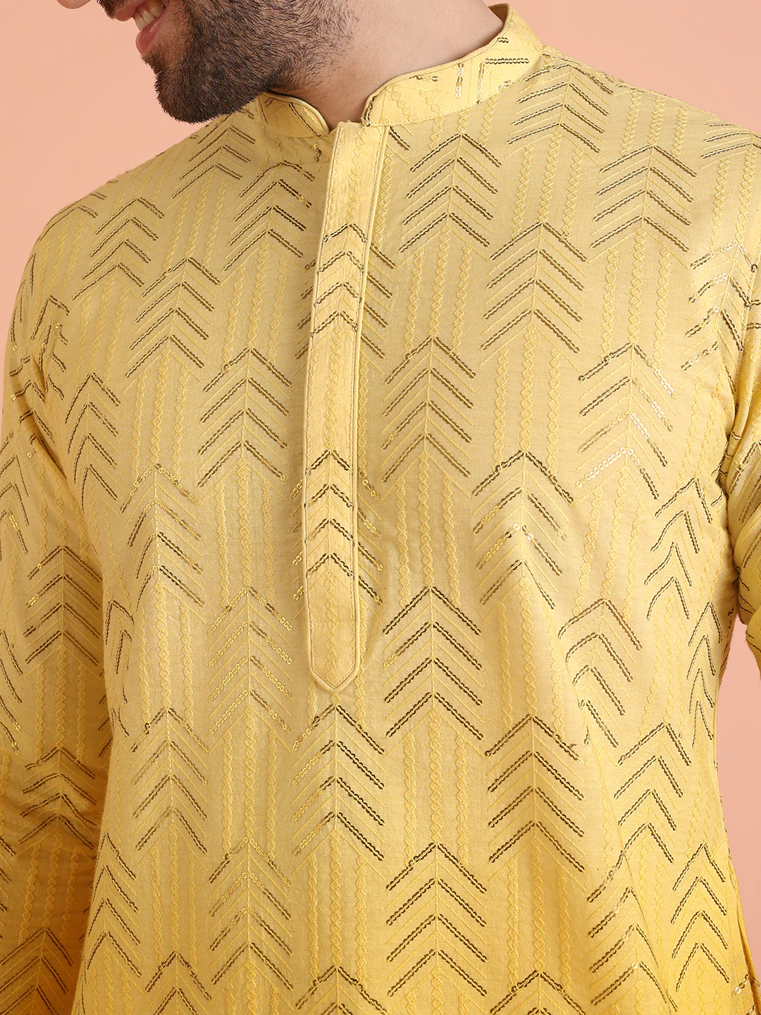 Men Ombre Embellished Sequinned Kurta - Image 5