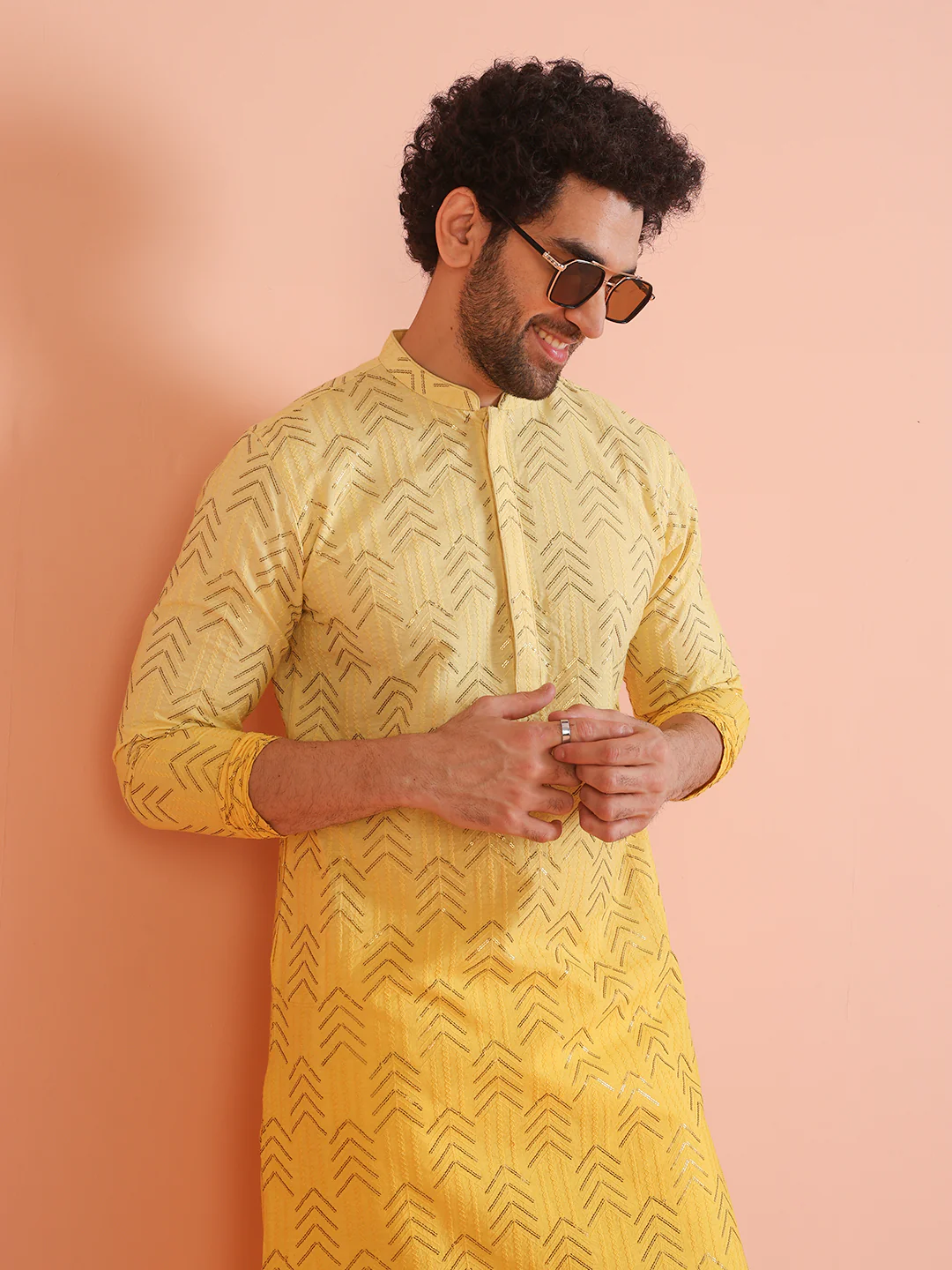 Men Ombre Embellished Sequinned Kurta - Image 6