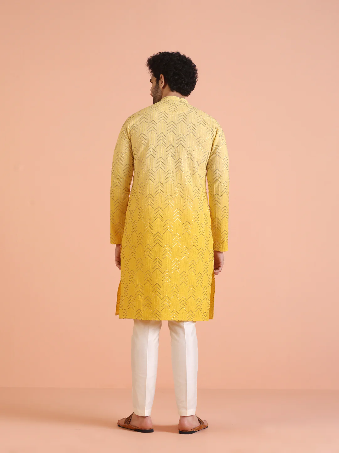 Men Ombre Embellished Sequinned Kurta Trouser Set - Image 4