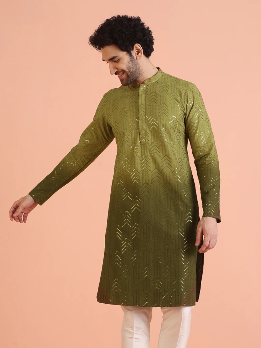 Men Ombre Embellished Sequinned Kurta