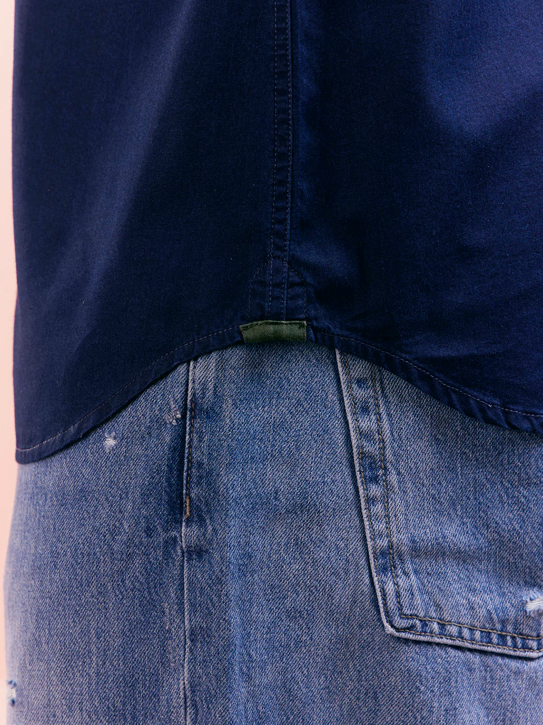 Navy Blue Denim Solid Short Kurta - Image 6
