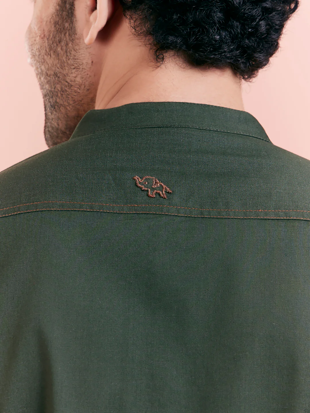 Olive Green Denim Short Kurta - Image 6
