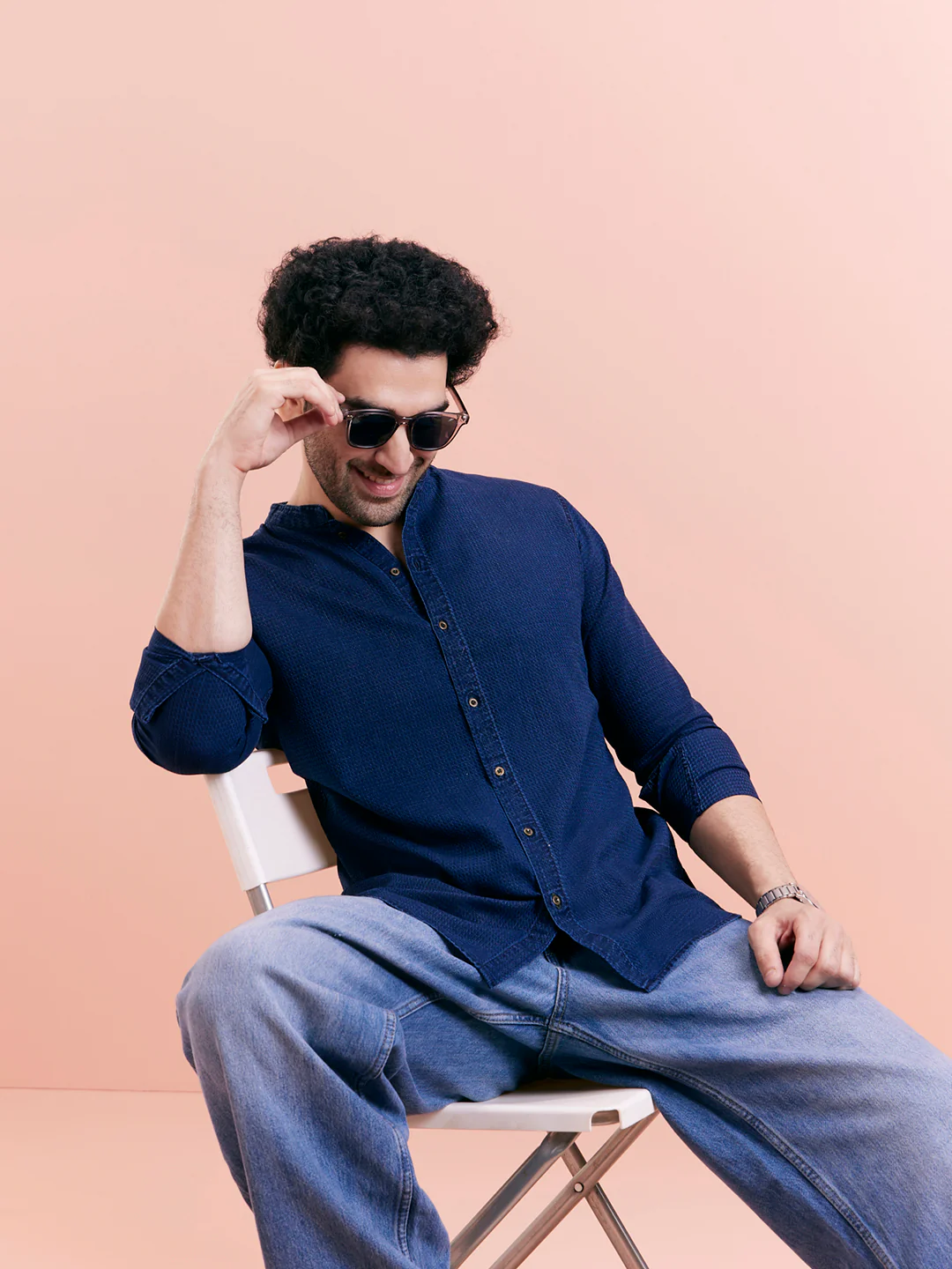 Indigo Blue Denim Short Kurta - Image 8