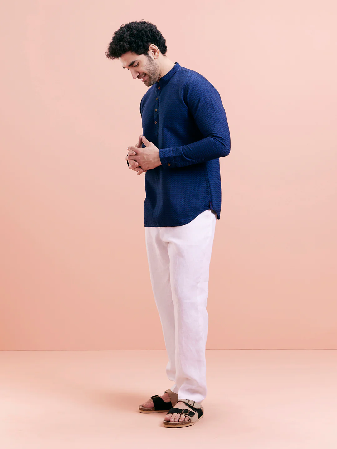 Navy Blue Denim Short Kurta - Image 2
