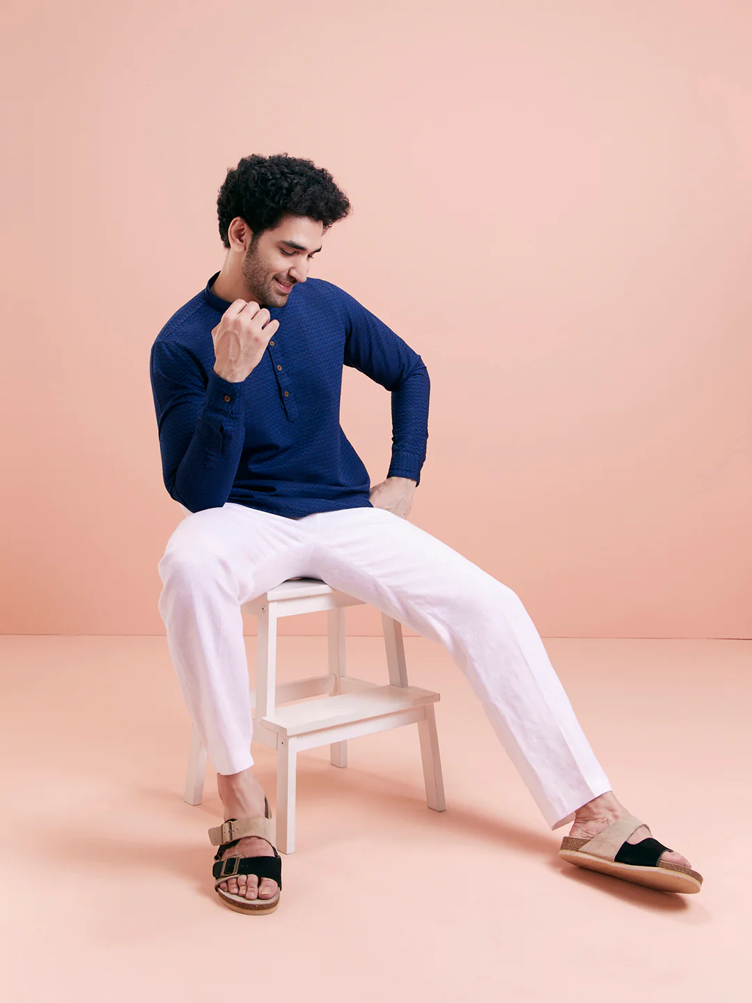 Navy Blue Denim Short Kurta - Image 7