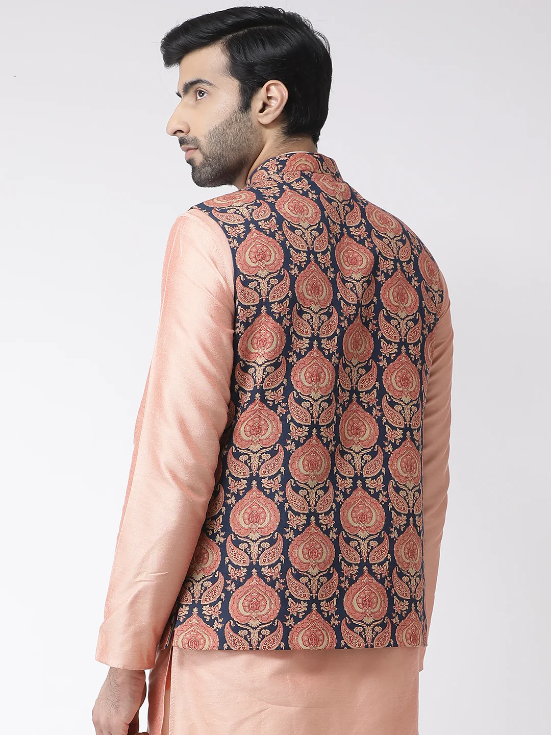 Men's Navy Blue Nehru Jacket - Image 2