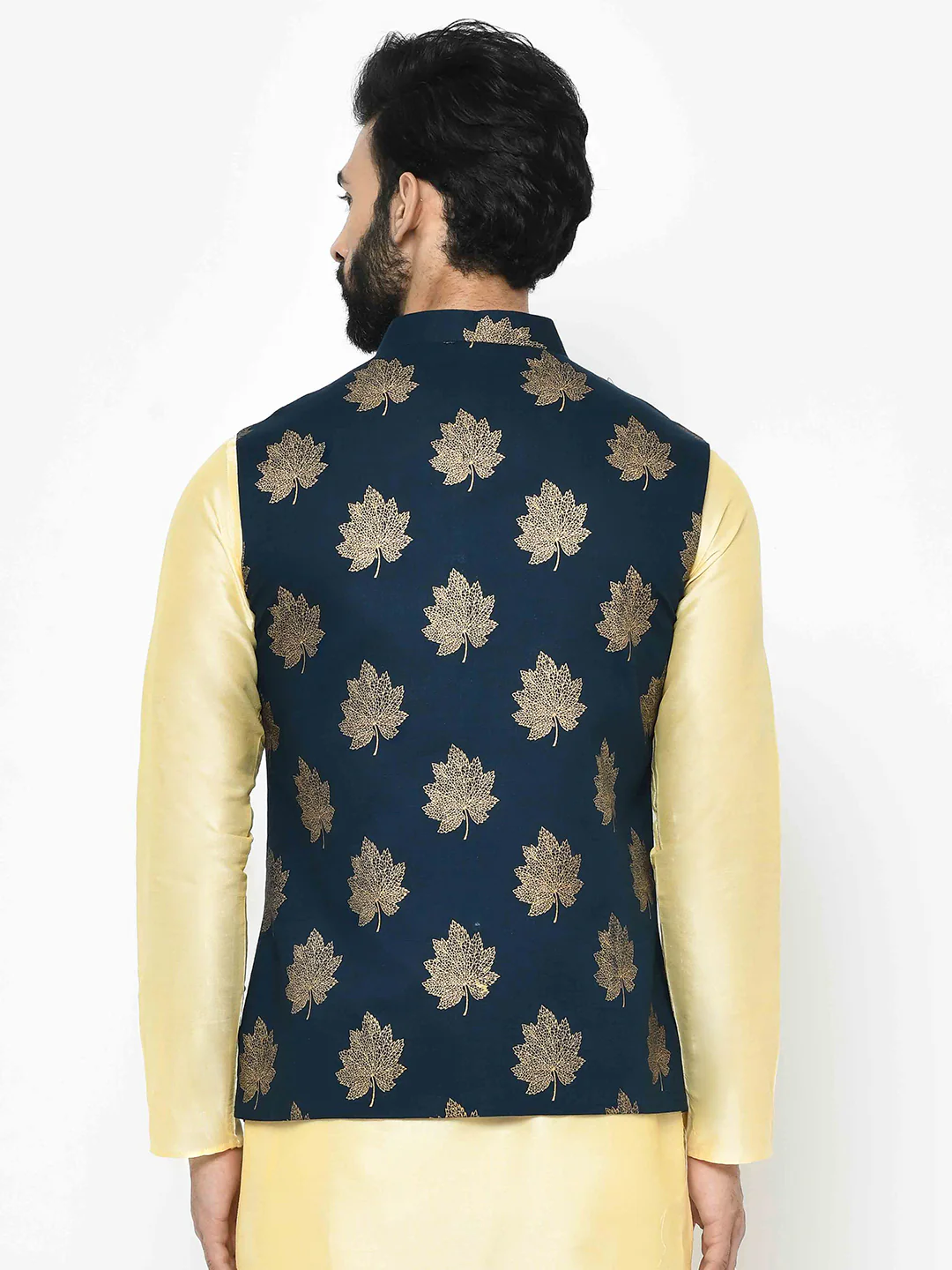 Men's Navy Blue Nehru Jacket - Image 4