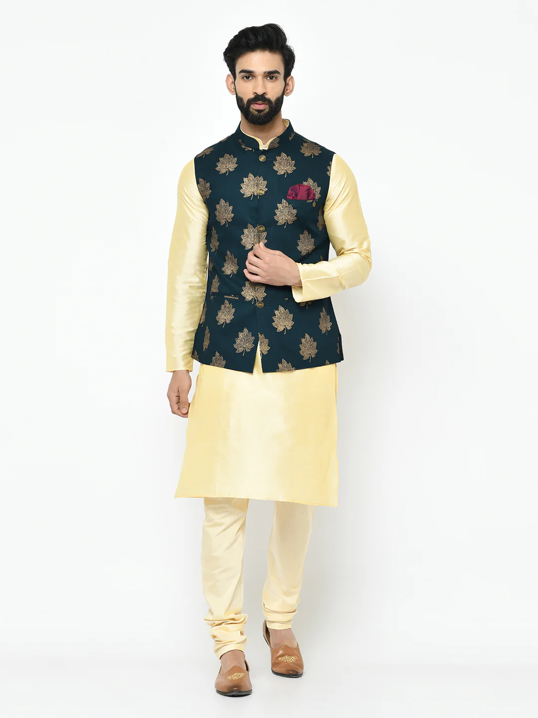 Men's Navy Blue Nehru Jacket - Image 6