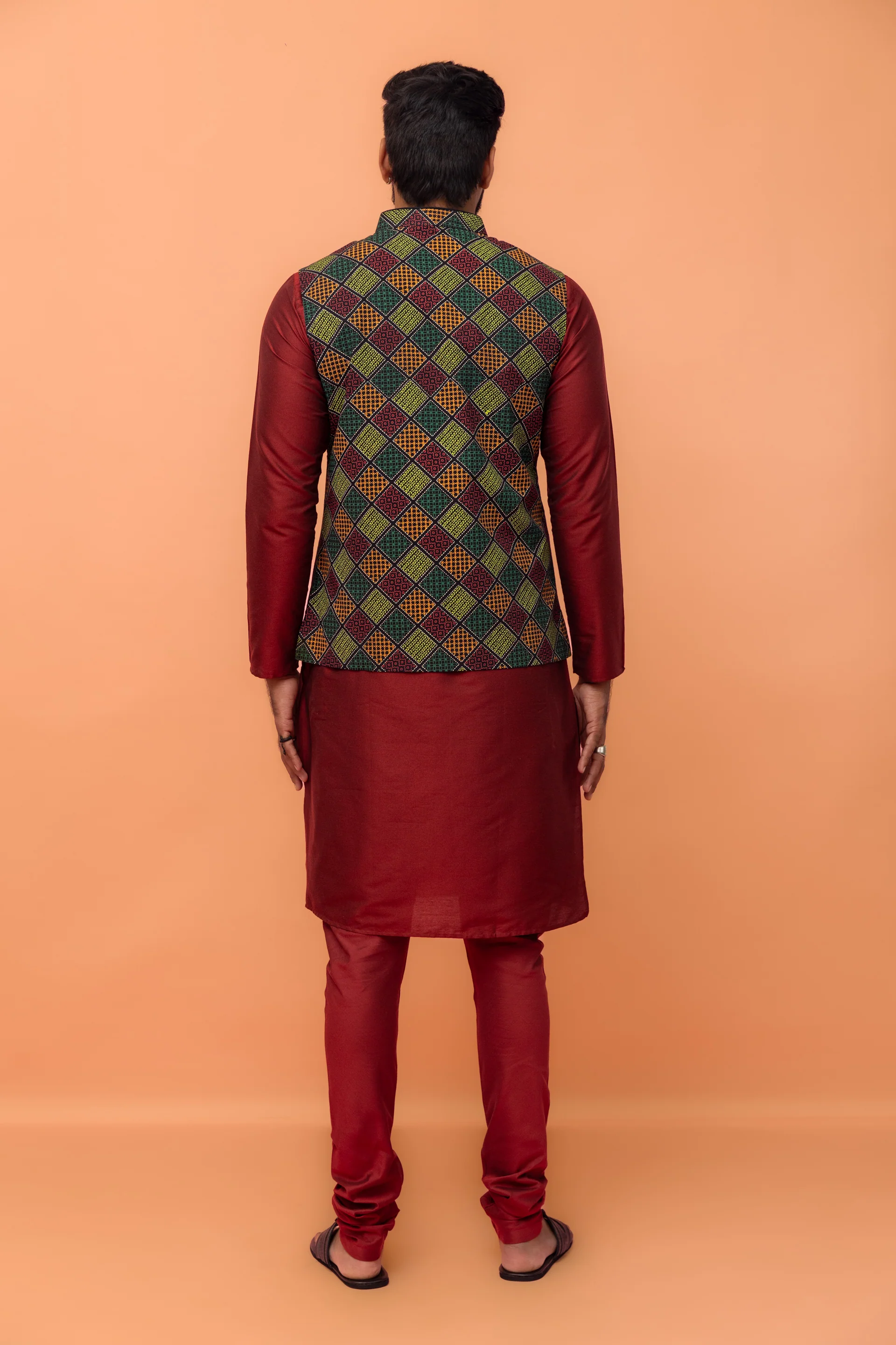 Multicolor Geometric Printed Nehru Jacket - Image 5