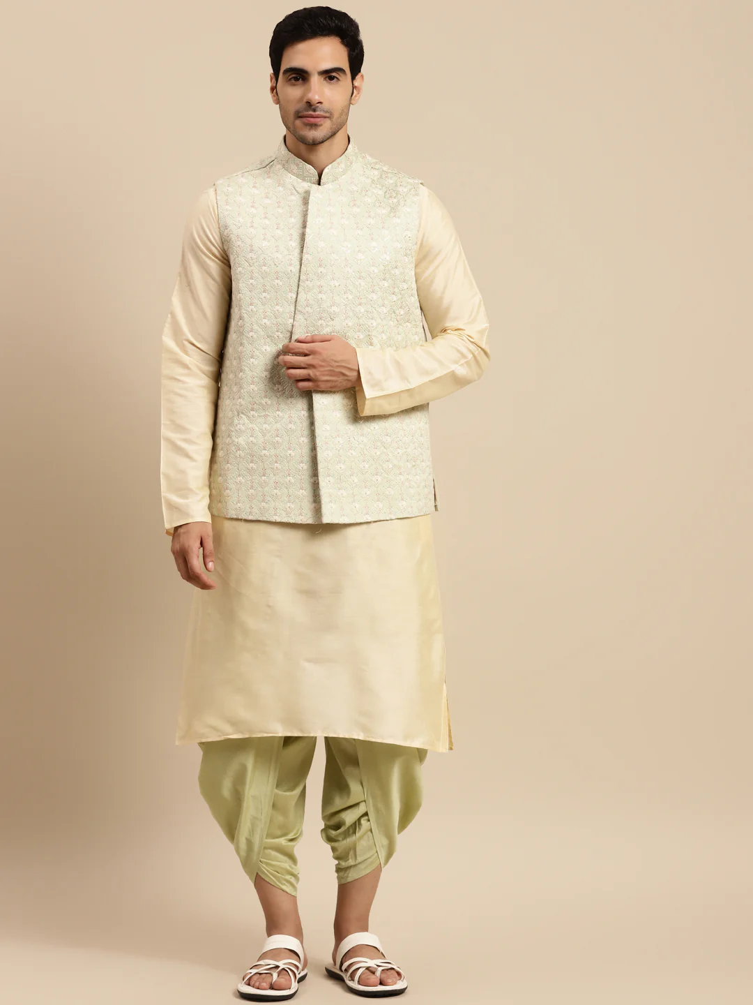 Kisah men Green nehru jacket (Set of 1) - Image 7